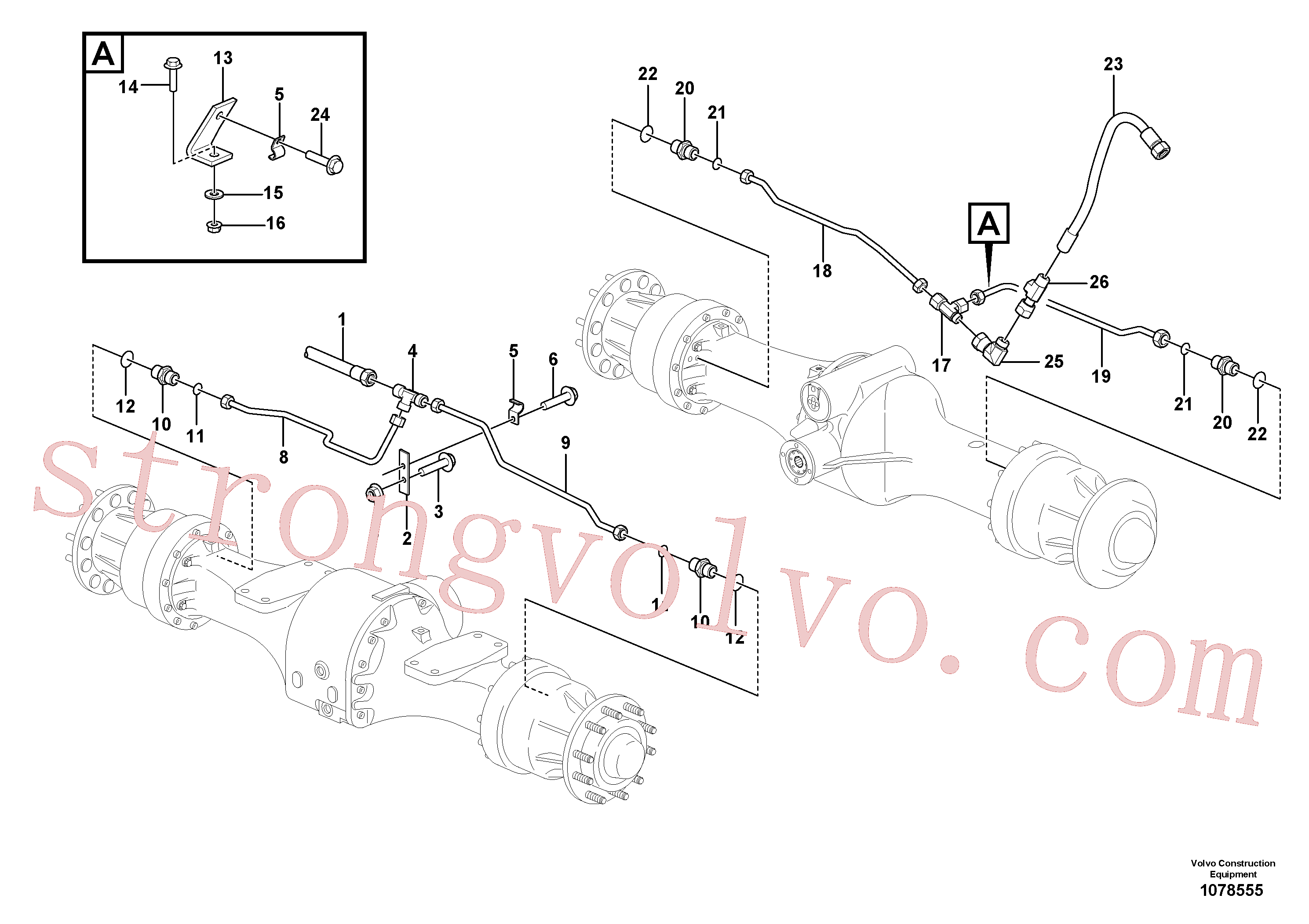 VOE935540 Volvo Tubos de travão, eixos dianteiro e traseiro(1078555 Montagem)