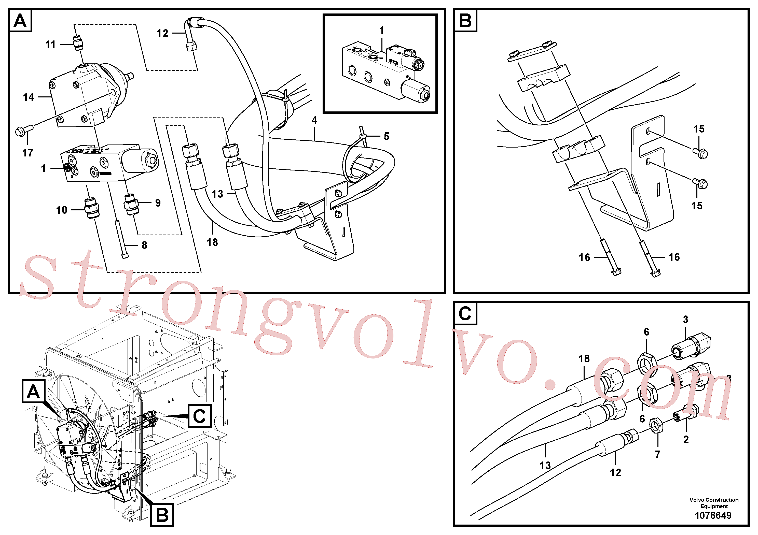 VOE945295 Volvo Circuito do ventilador - traseiro(1078649 Montagem)