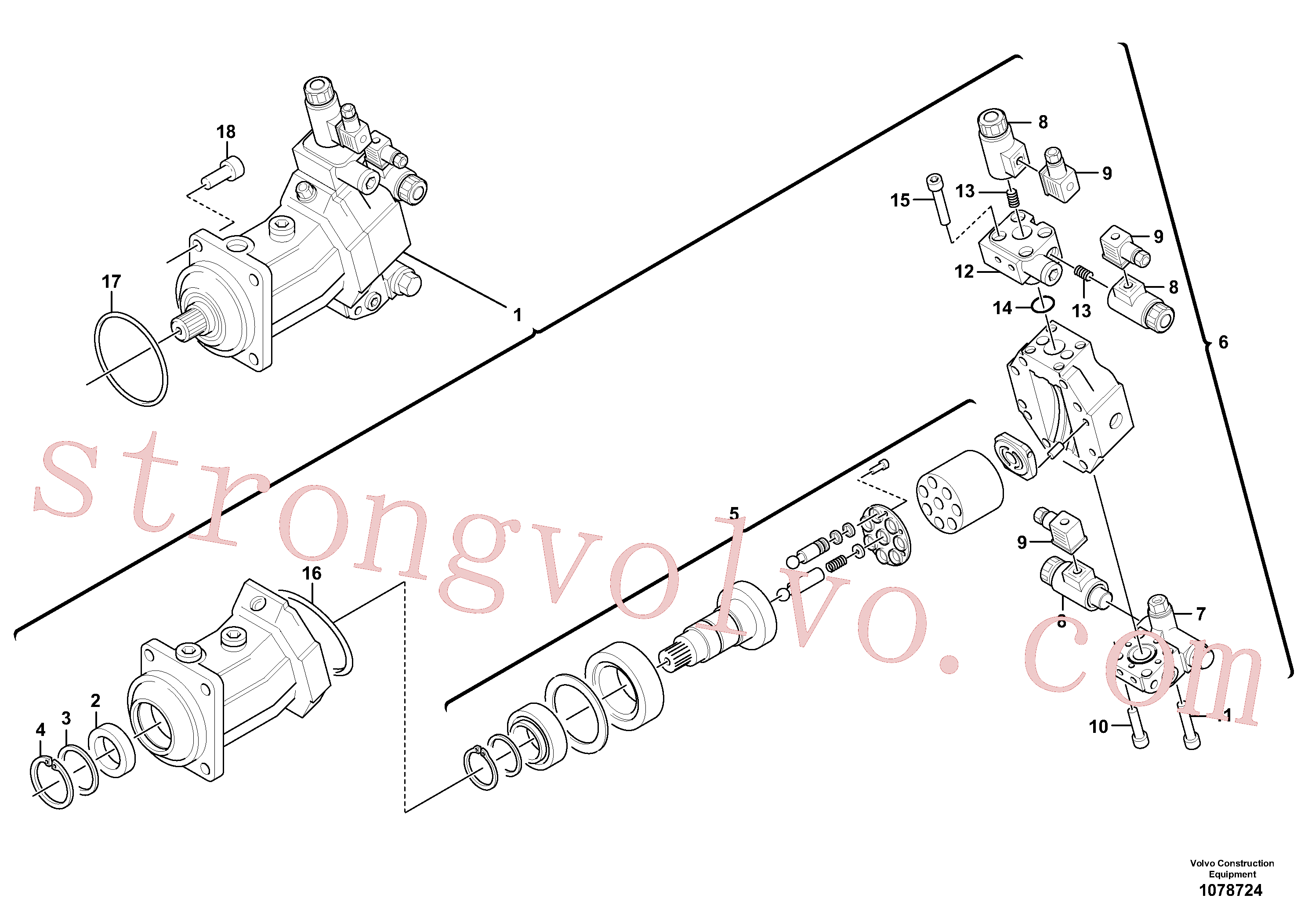 VOE11705276 Volvo Motor de deslocamento variável(1078724 Montagem)