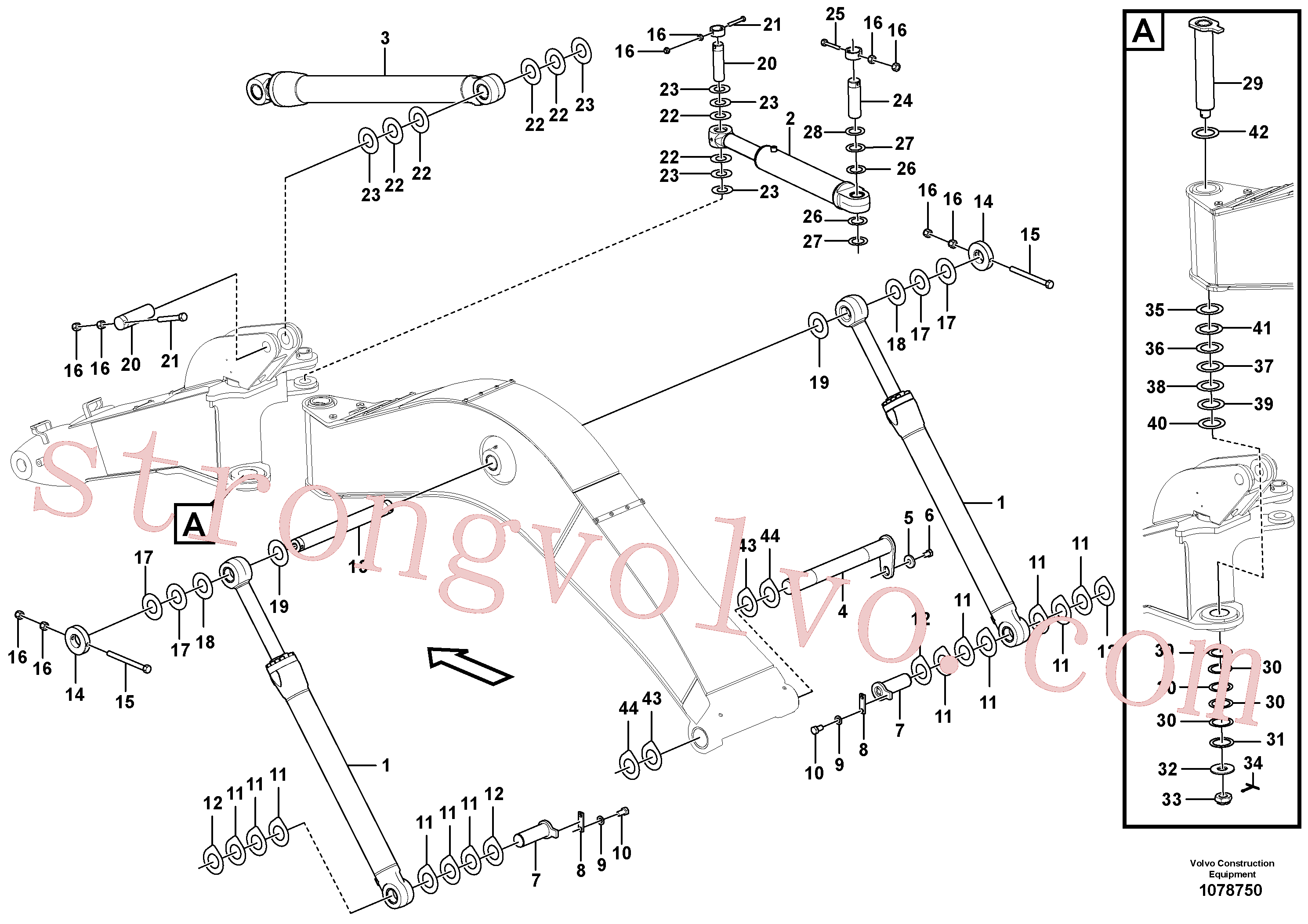 VOE14695968 Volvo Tirantes para a lança(1078750 Montagem)