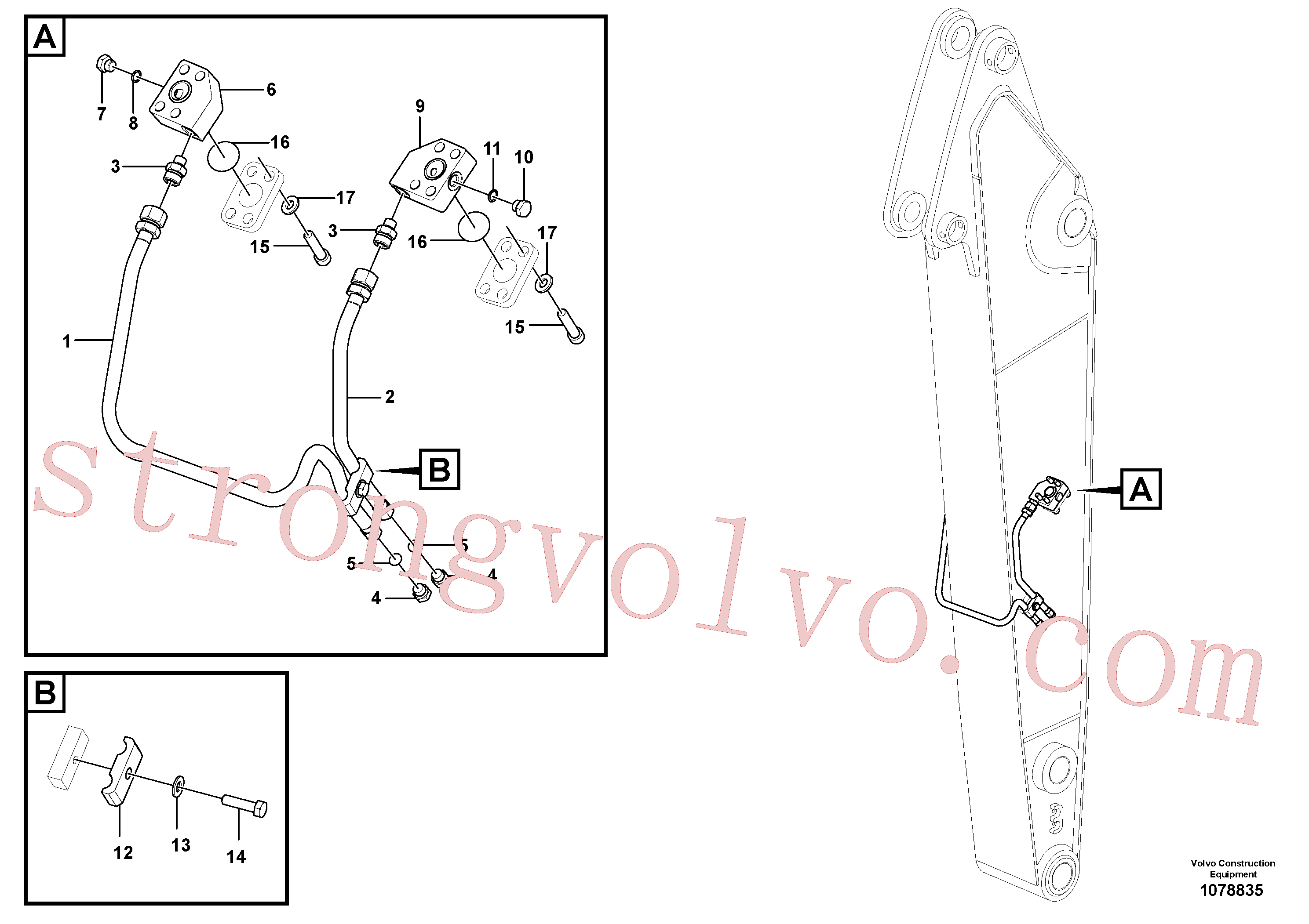 VOE984354 Volvo Hidráulica de serviço, inclinação e rotor no braço de afundamento(1078835 Montagem)