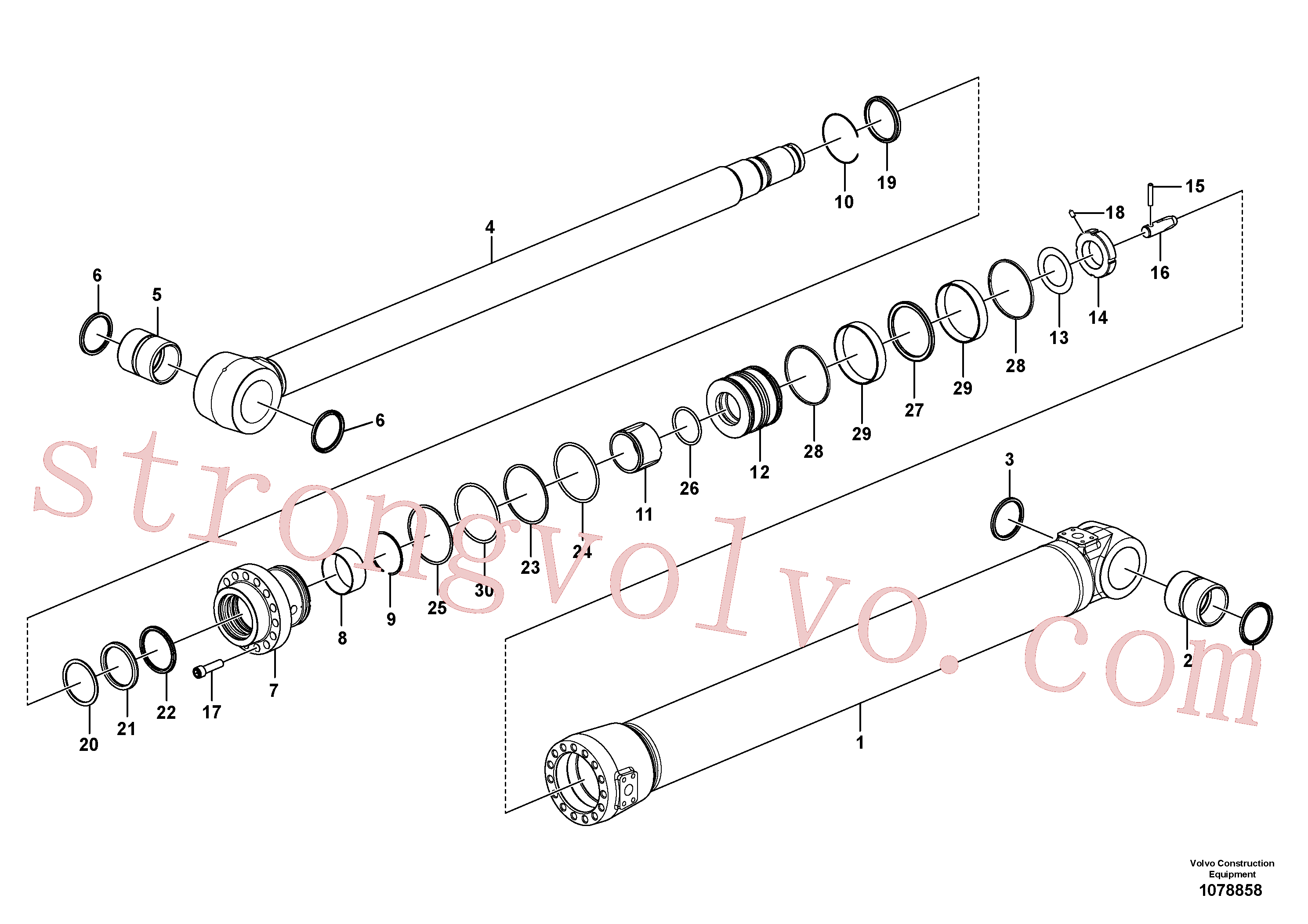 SA9565-11100 Volvo Cilindro do braço de afundamento(1078858 Montagem)
