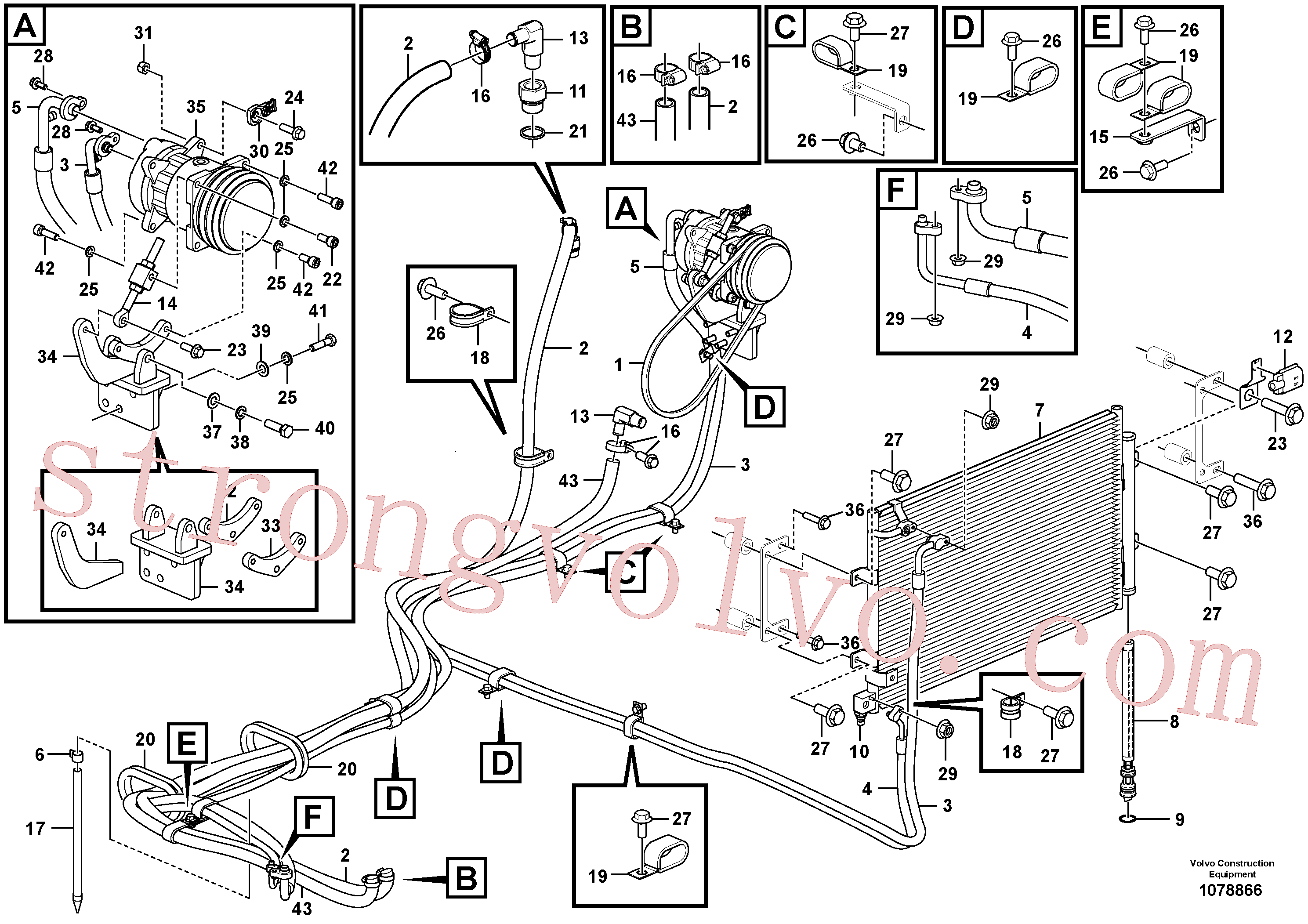 SA9961-23325 Volvo Linha do ar condicionado, refrigeração e aquecimento(1078866 Montagem)