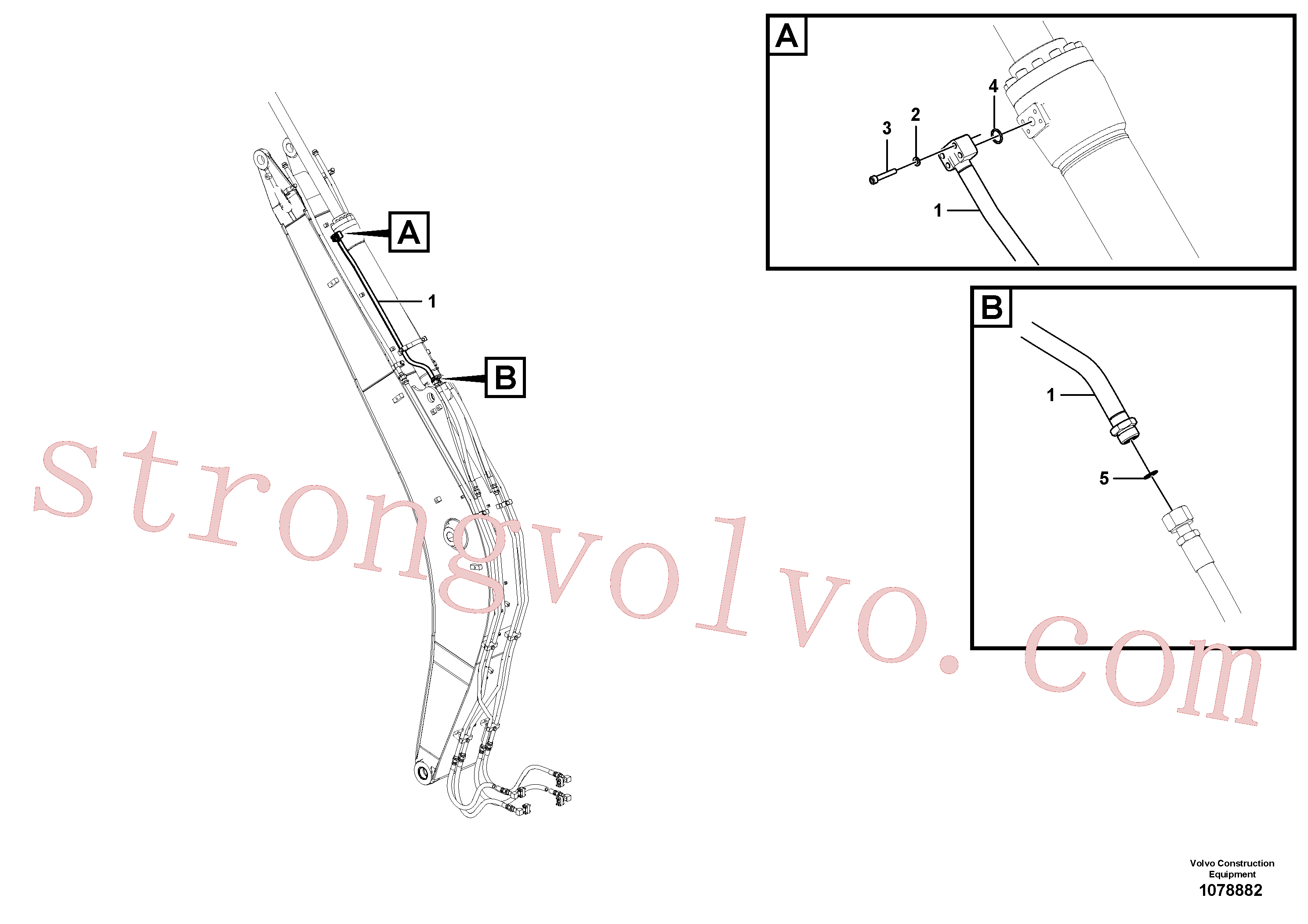 VOE14578627 Volvo Hidráulica de serviço, cilindro do braço de afundamento na lança.(1078882 Montagem)