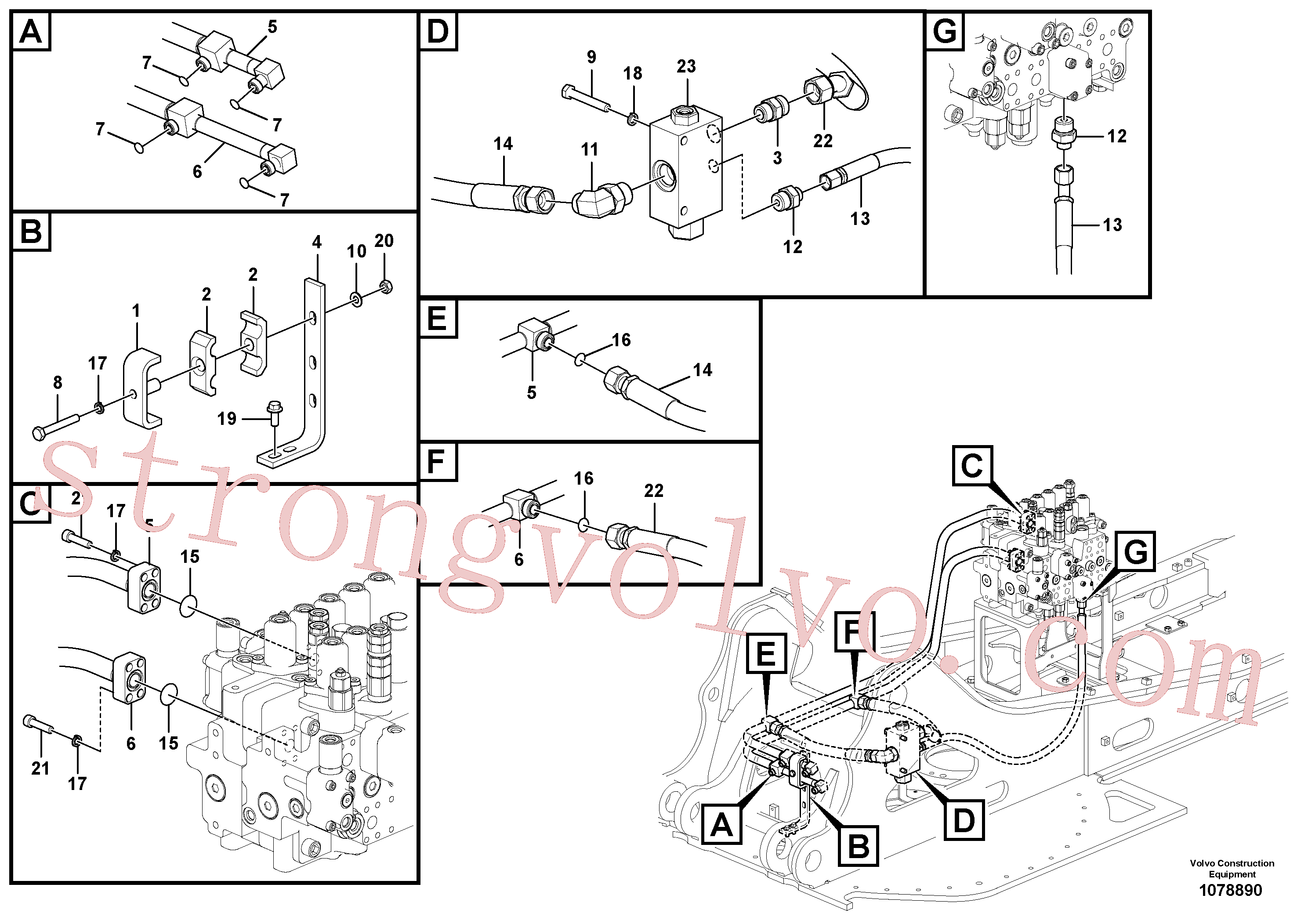 VOE14677512 Volvo Sistema hidráulico, válvula de comando da lança e articulação(1078890 Montagem)