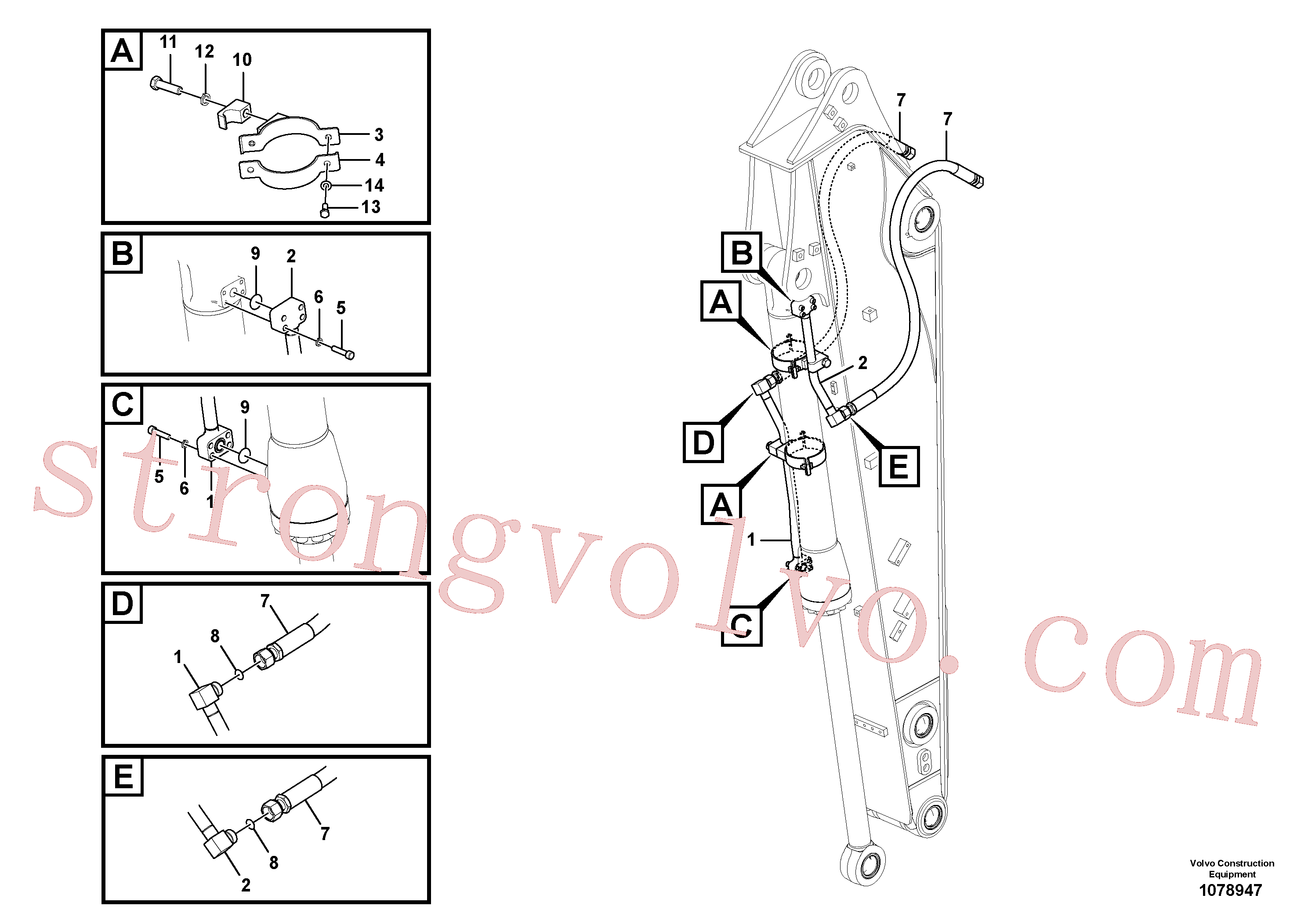 Volvo Acessórios para escavadeira VOE14677548 Pipe Acessórios