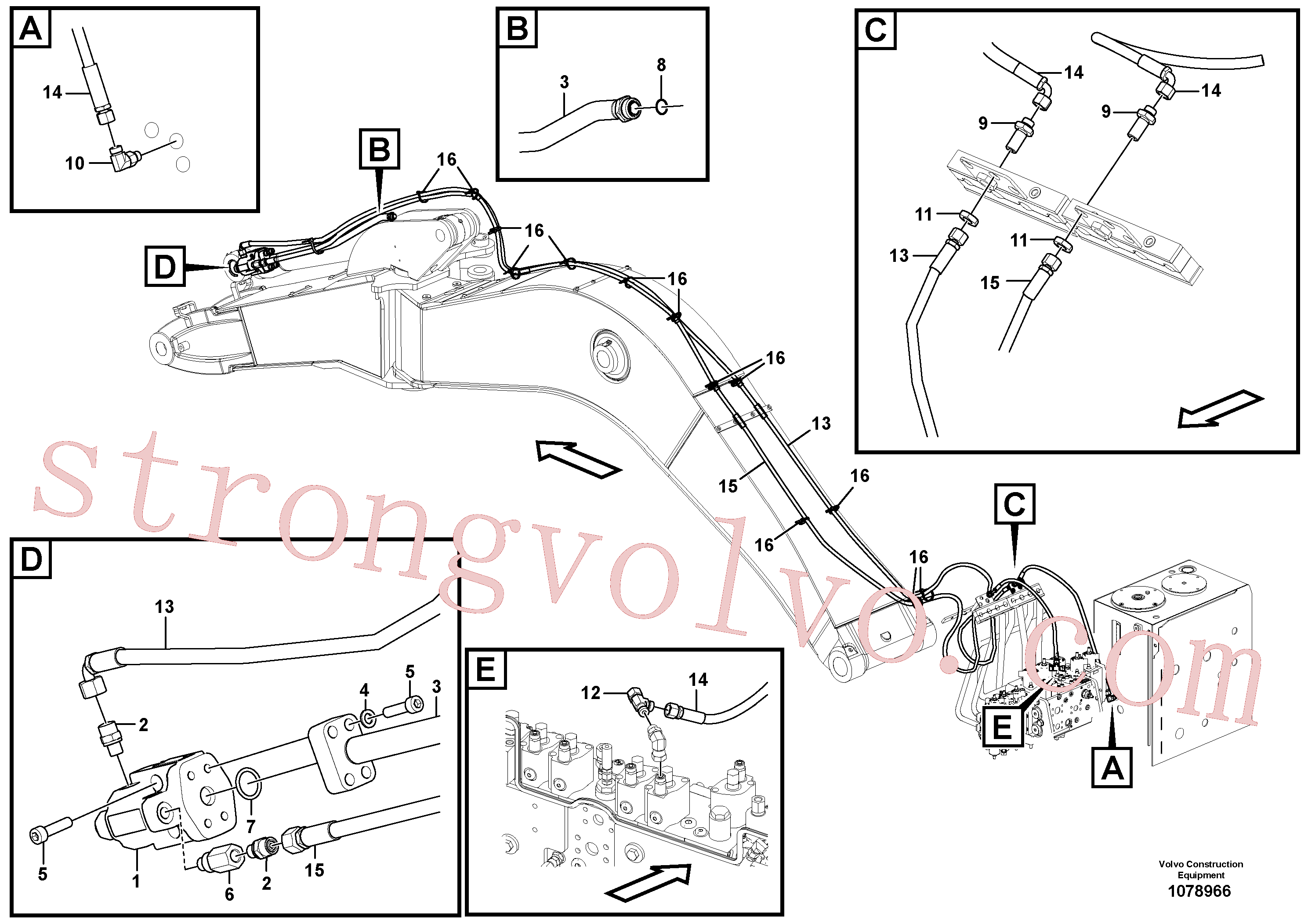 VOE937708 Volvo Ruptura de braço de afundamento para lança de deslocamento(1078966 Montagem)