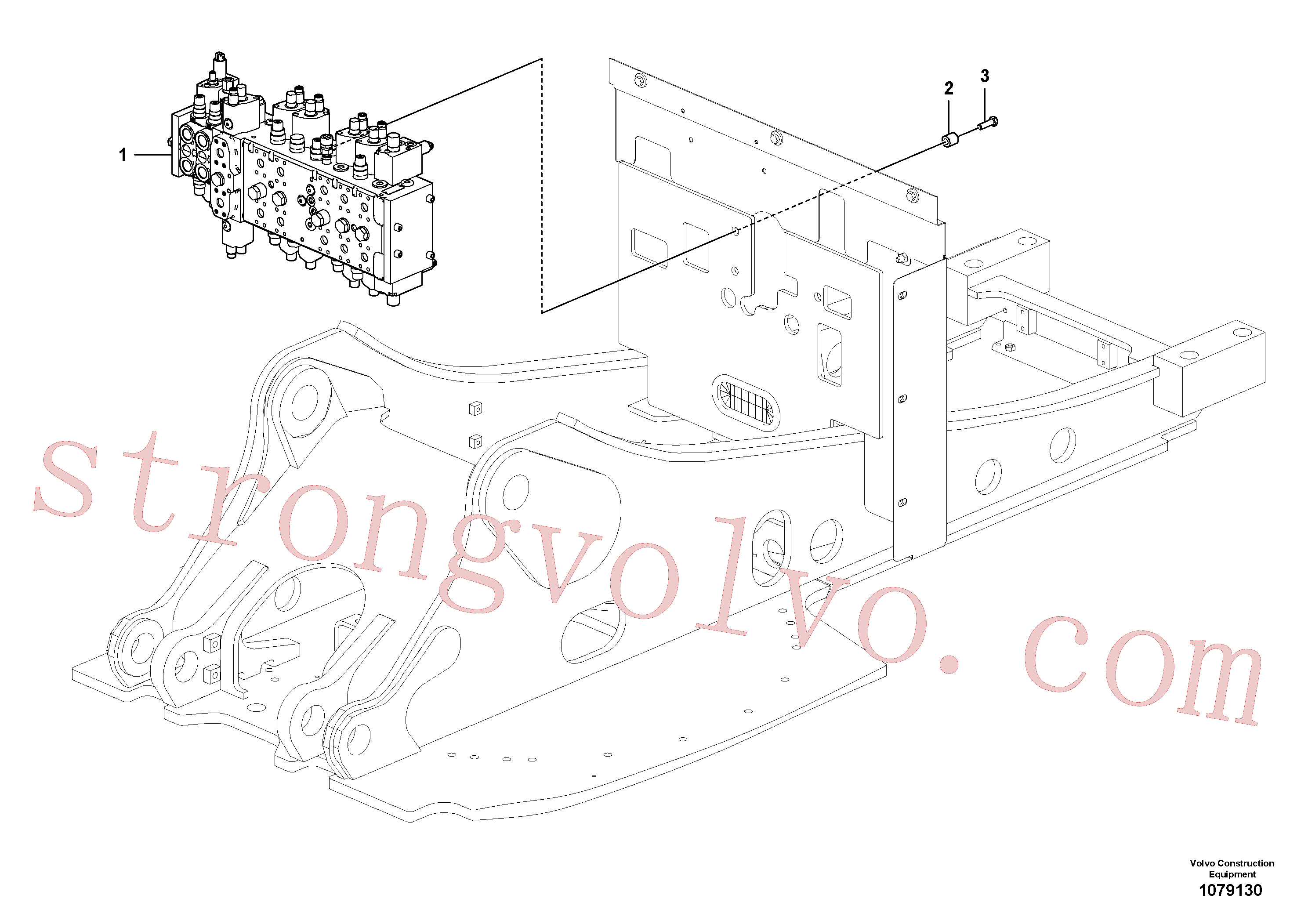 VOE984969 Volvo Válvula de comando com acessórios.(1079130 Montagem)