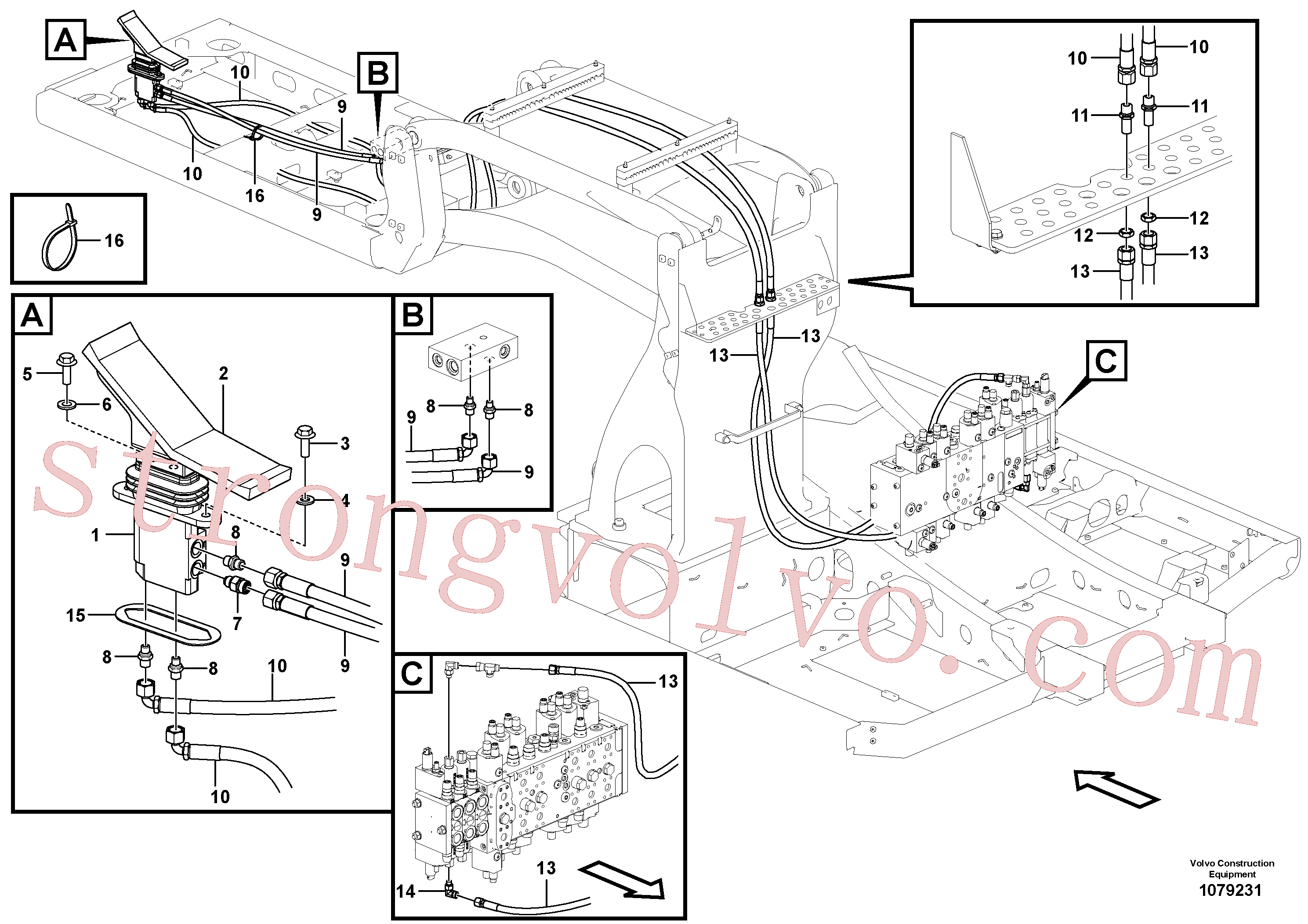 VOE938107 Volvo Sistema servomotor, válvula de comando para pedal da válvula de comando(1079231 Montagem)