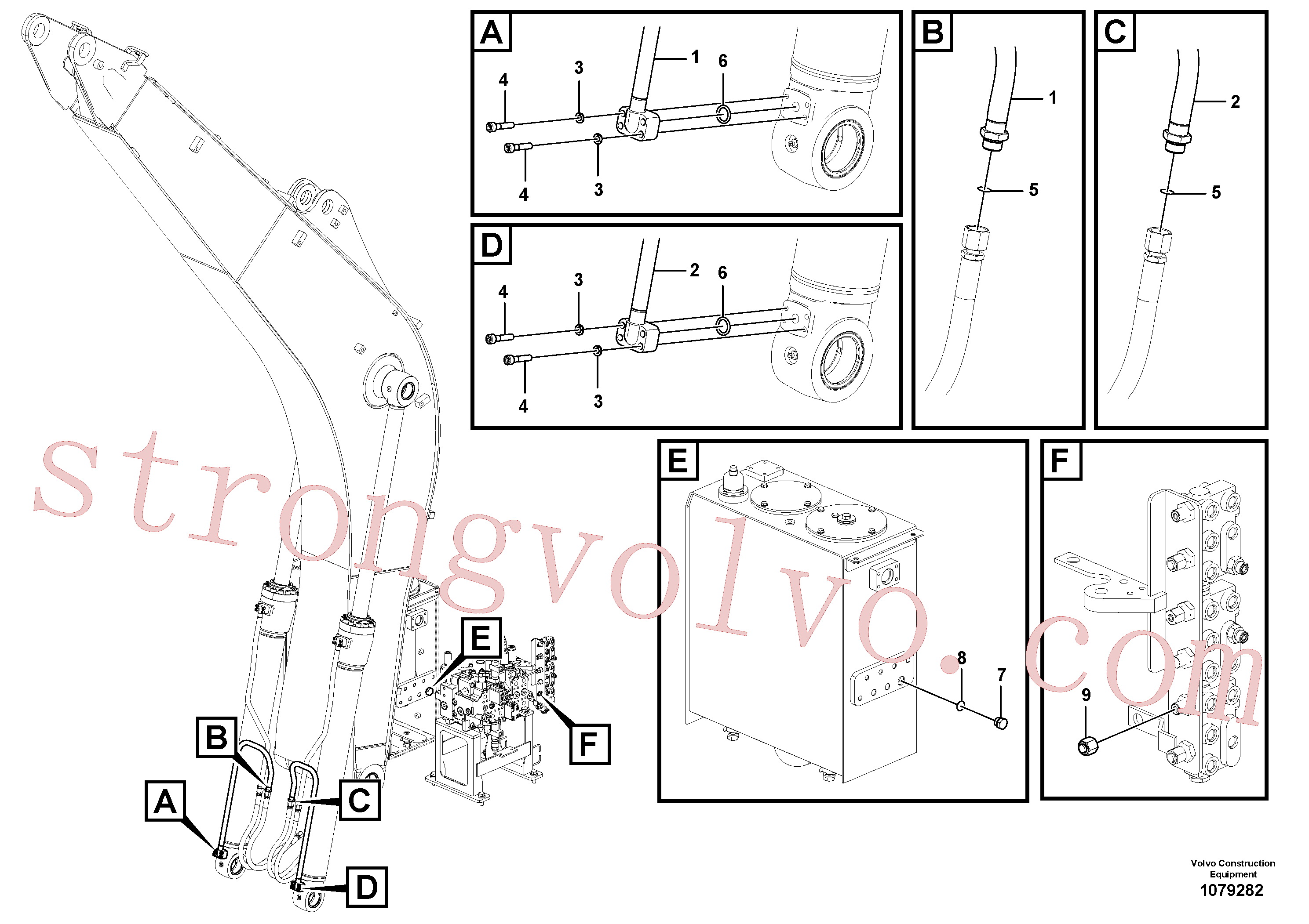 VOE997511 Volvo Hidráulica de serviço, cilindro da lança(1079282 Montagem)