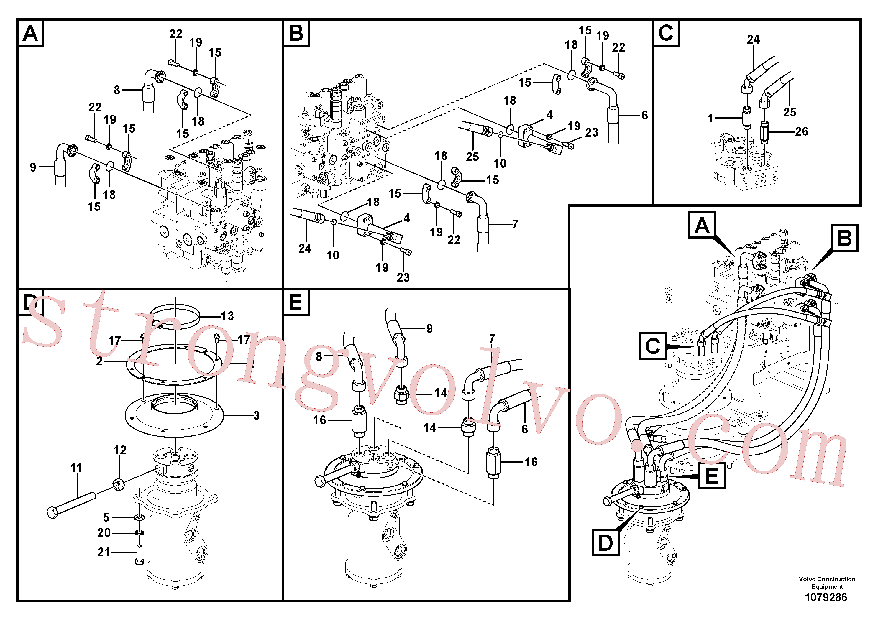 VOE937774 Volvo Linha da rótula, válvula de comando à rótula(1079286 Montagem)