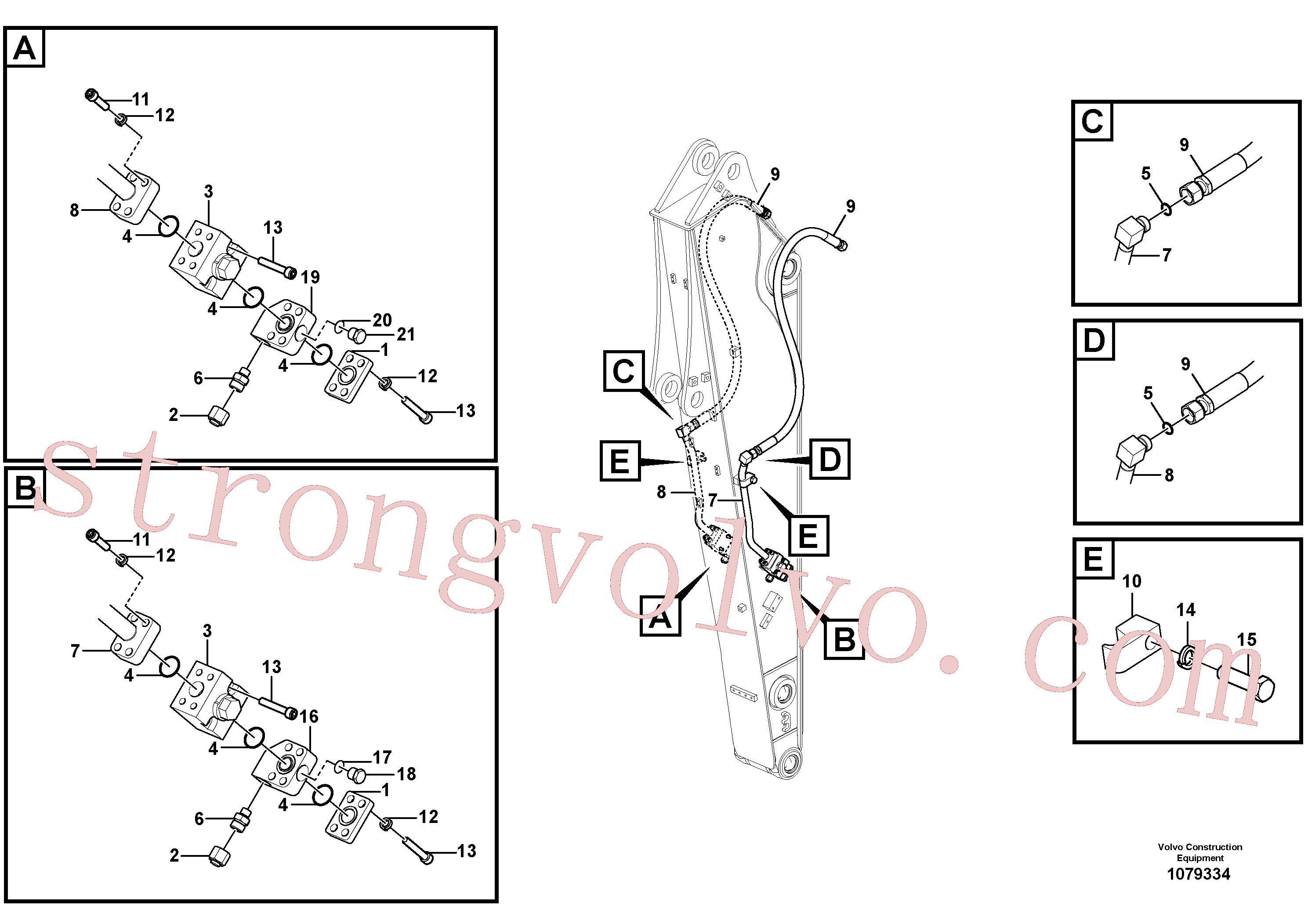 VOE14542603 Volvo Hidráulica de serviço, martelo e cortador para braço de afundamento(1079334 Montagem)