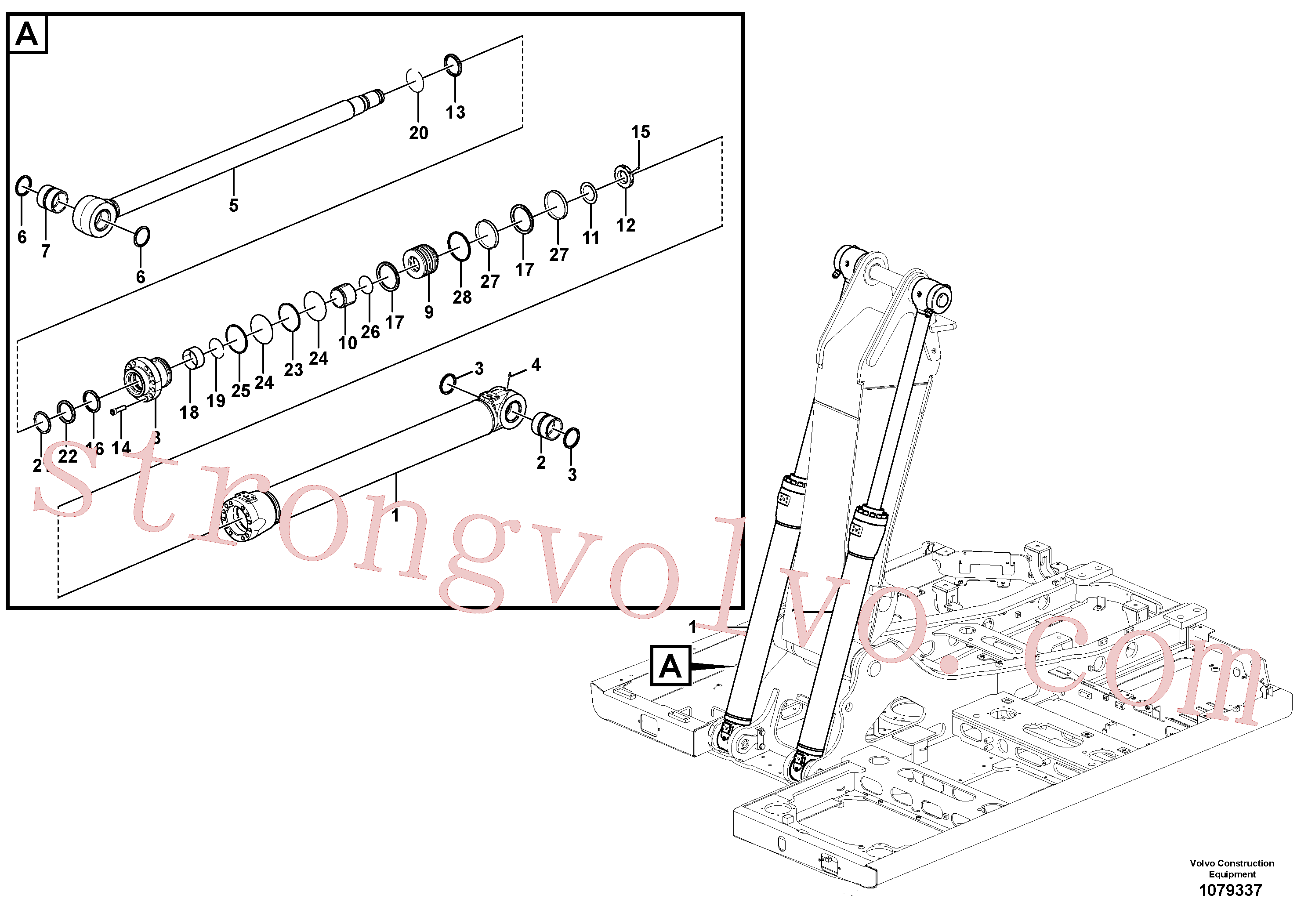 SA9511-12055 Volvo Cilindro da lança, 1º ajustável(1079337 Montagem)