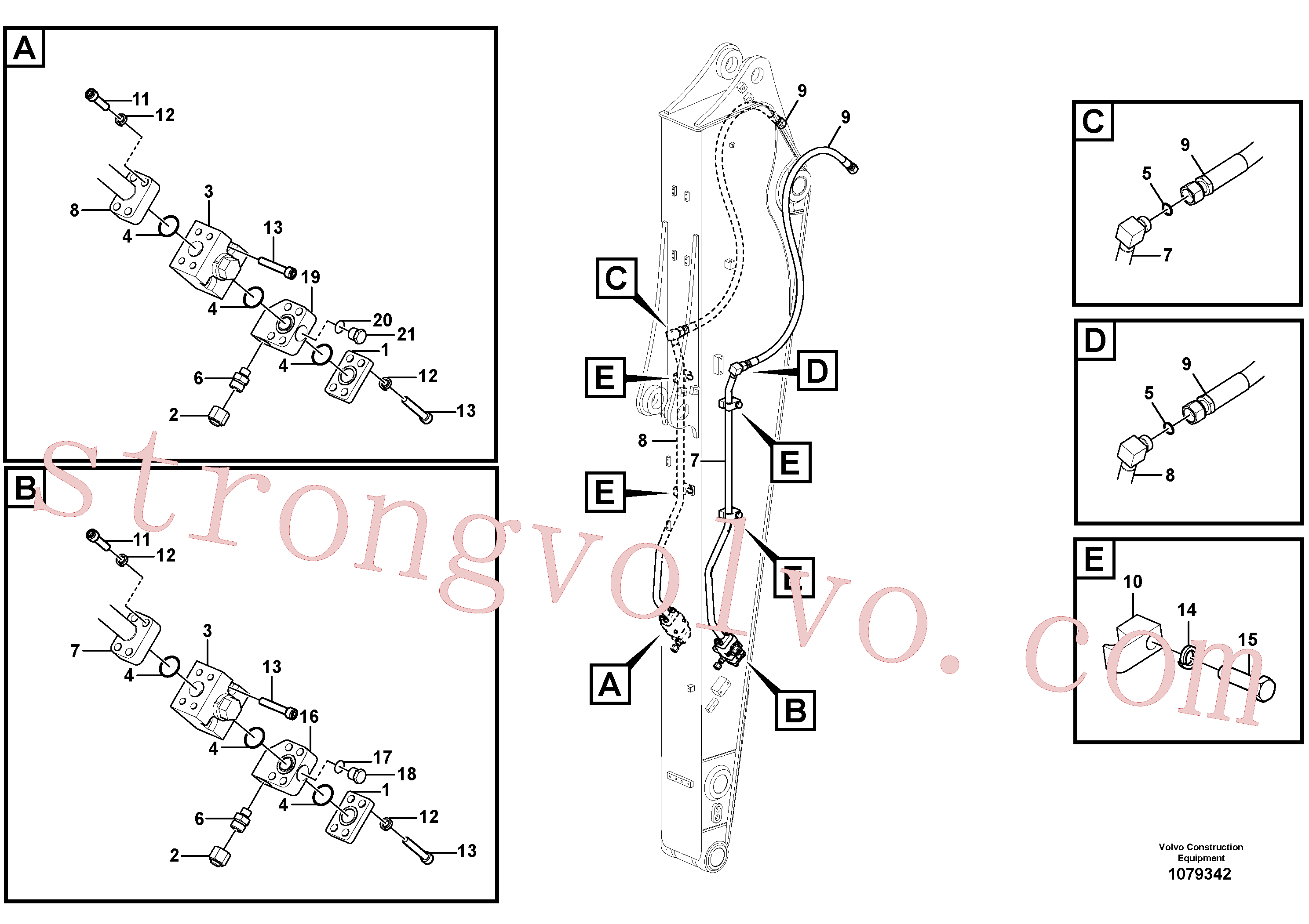 VOE14881234 Volvo Hidráulica de serviço, martelo e cortador para braço de afundamento(1079342 Montagem)