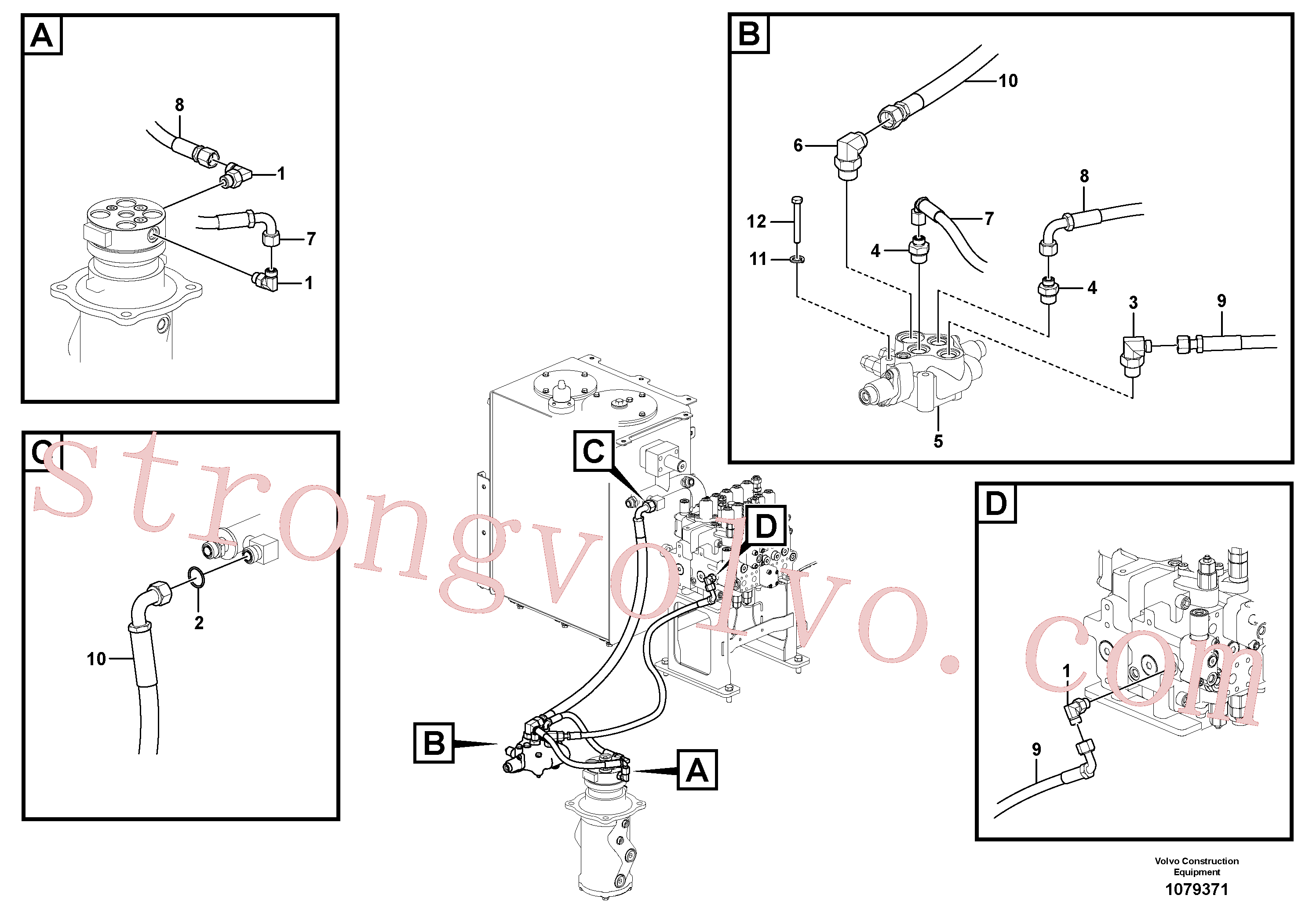 SA9403-04620 Volvo Sistema hidráulico de trabalho, lâmina niveladora(1079371 Montagem)