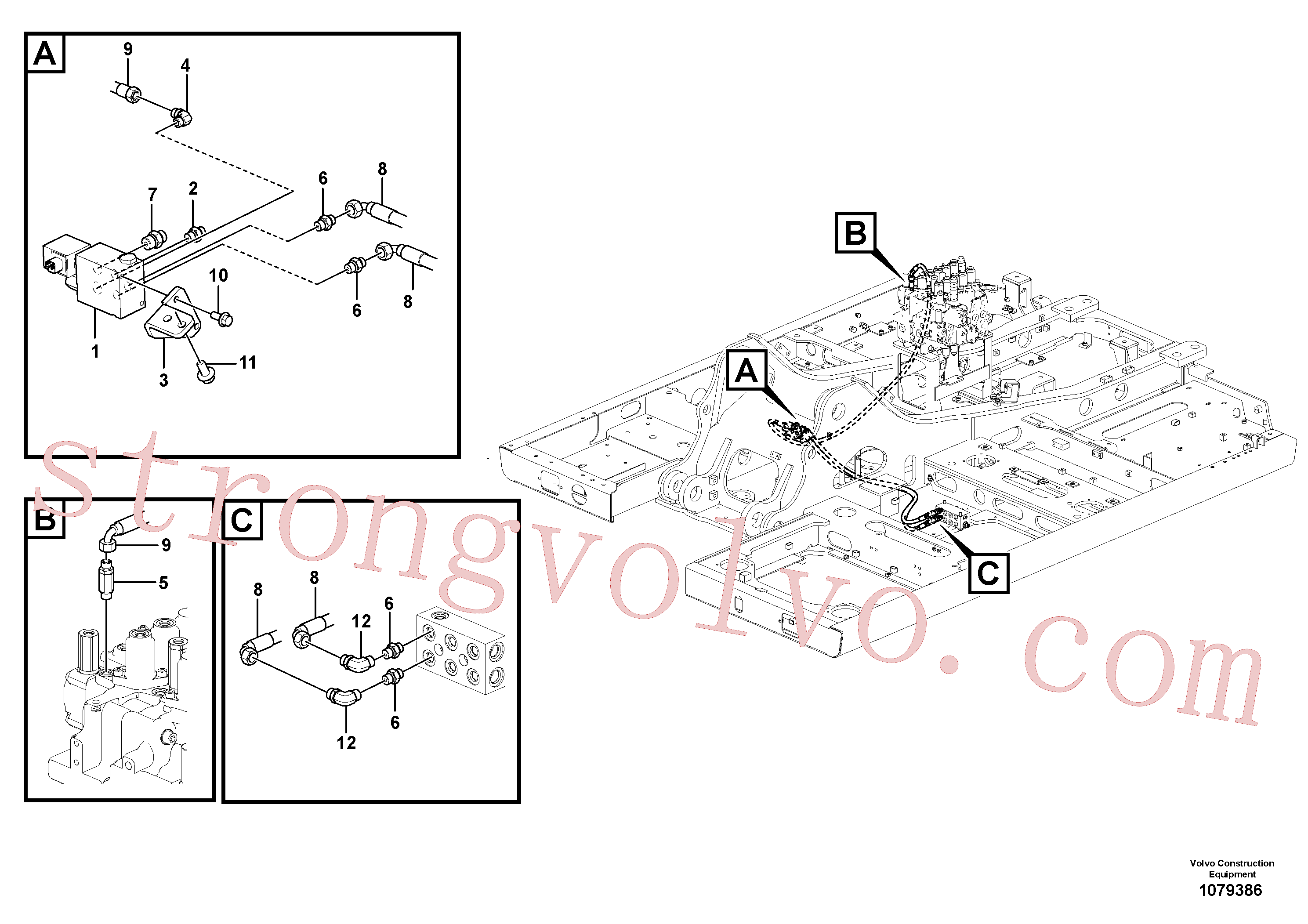 VOE937660 Volvo Hidráulica de serviço, encaixe rápido na estrutura superior(1079386 Montagem)