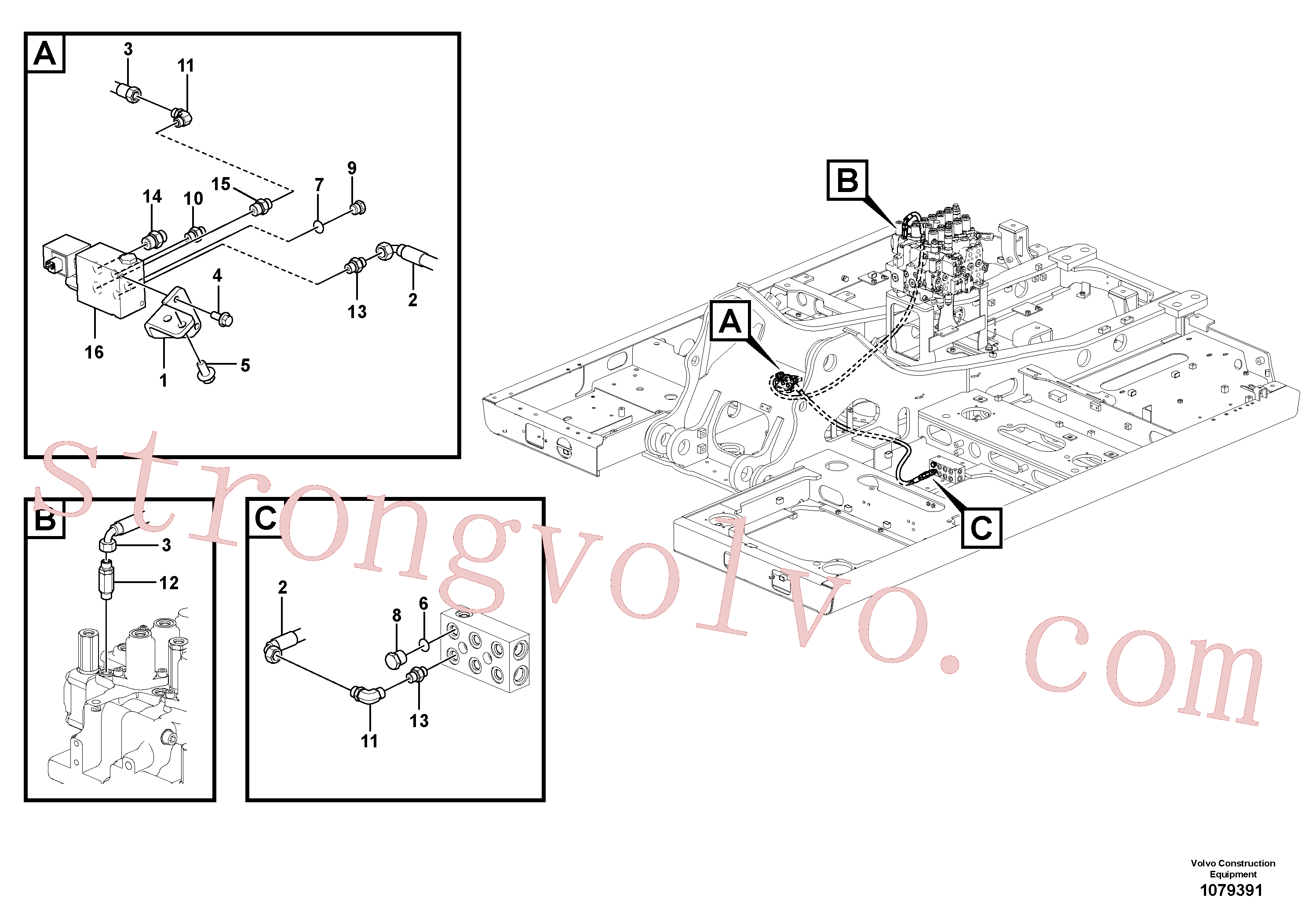 VOE937660 Volvo Hidráulica de serviço, encaixe rápido na estrutura superior(1079391 Montagem)
