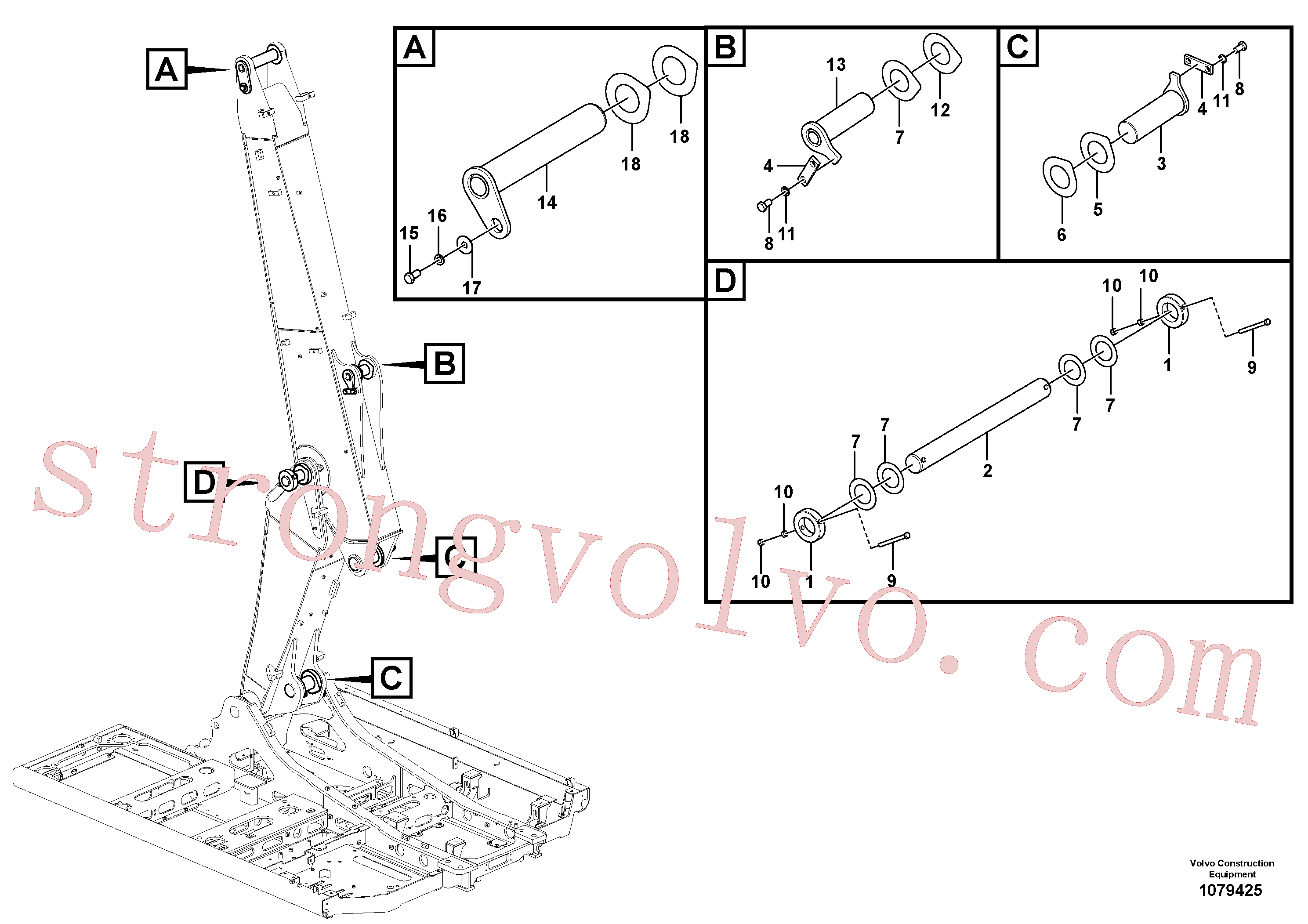 VOE14703238 Volvo Tirantes para a lança ajustável(1079425 Montagem)