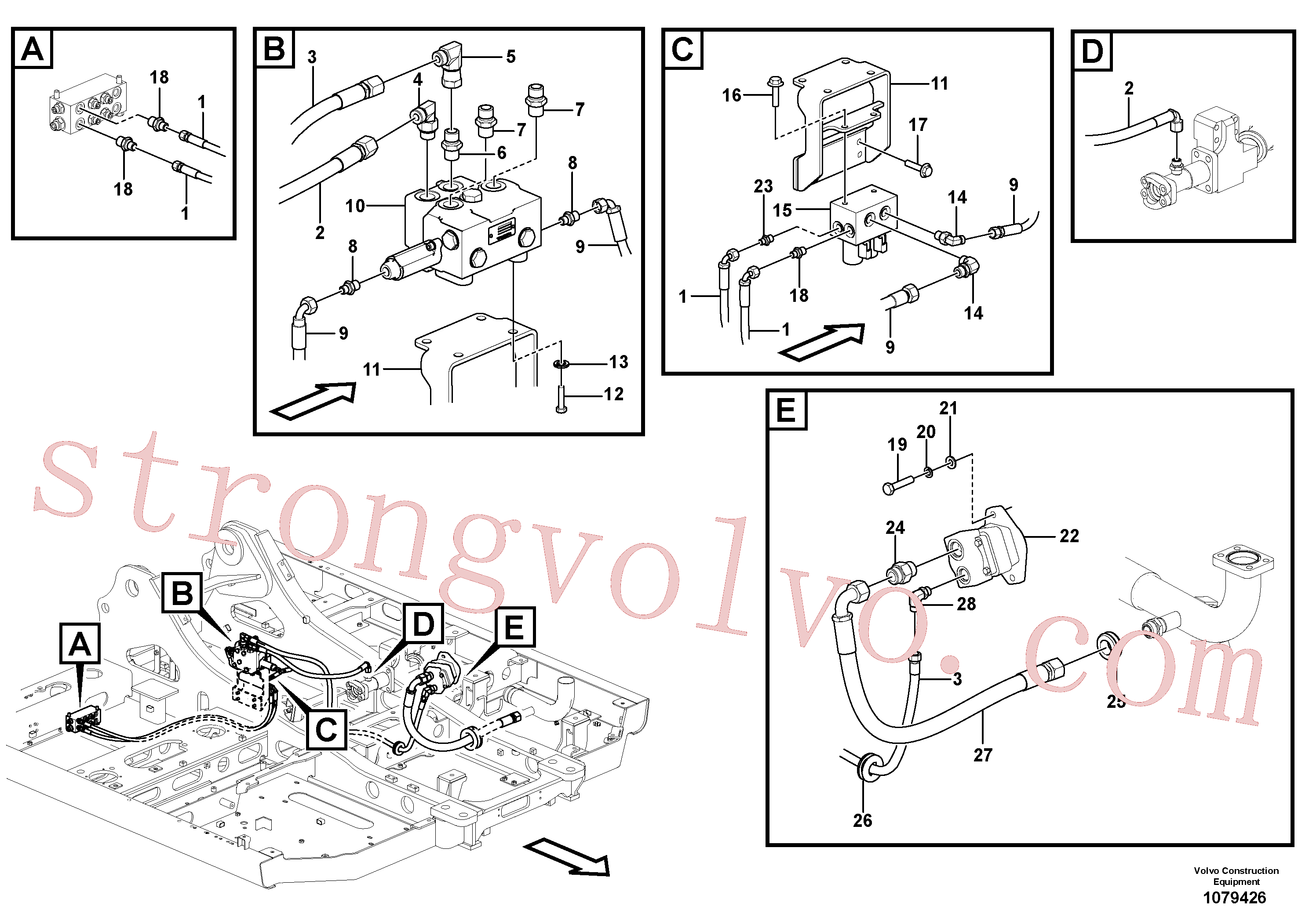 VOE937991 Volvo Hidráulica de serviço, inclinação e rotor na estrutura superior(1079426 Montagem)