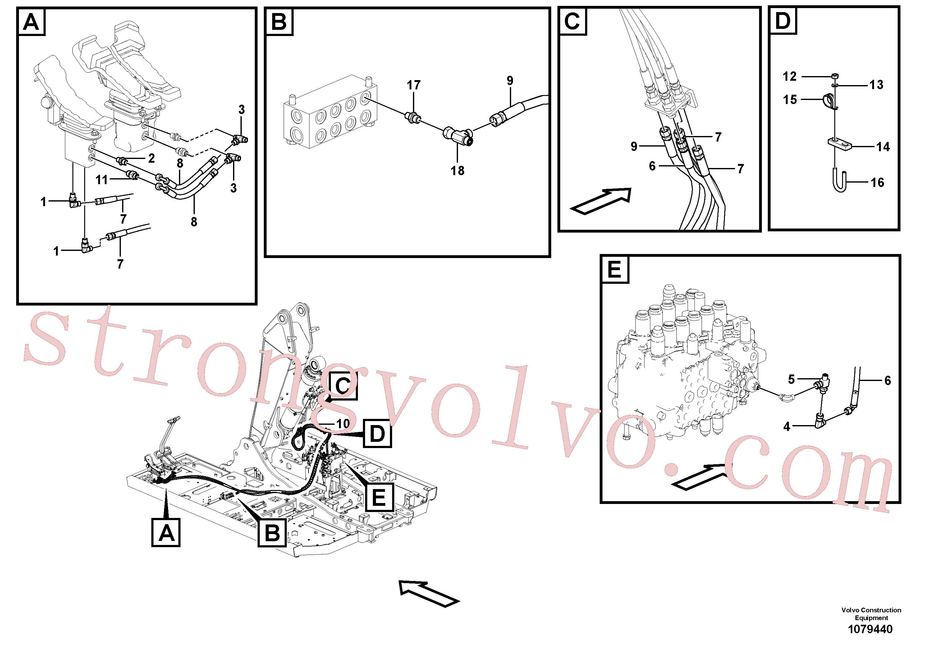 VOE14515525 Volvo Hidráulica de serviço, lança ajustável para topo(1079440 Montagem)