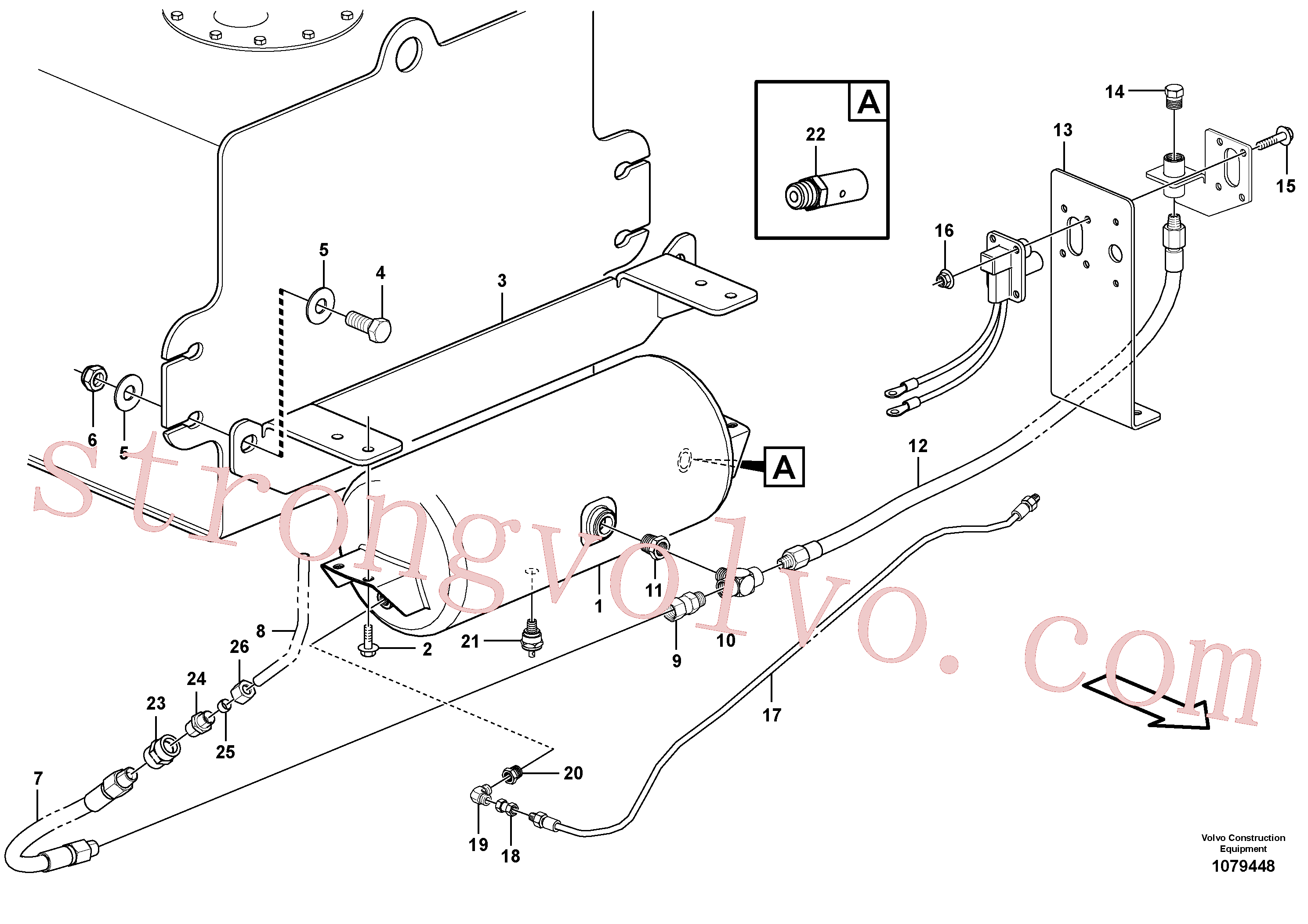 VOE16218 Volvo Reservatório do ar comprimido com acessórios(1079448 Montagem)