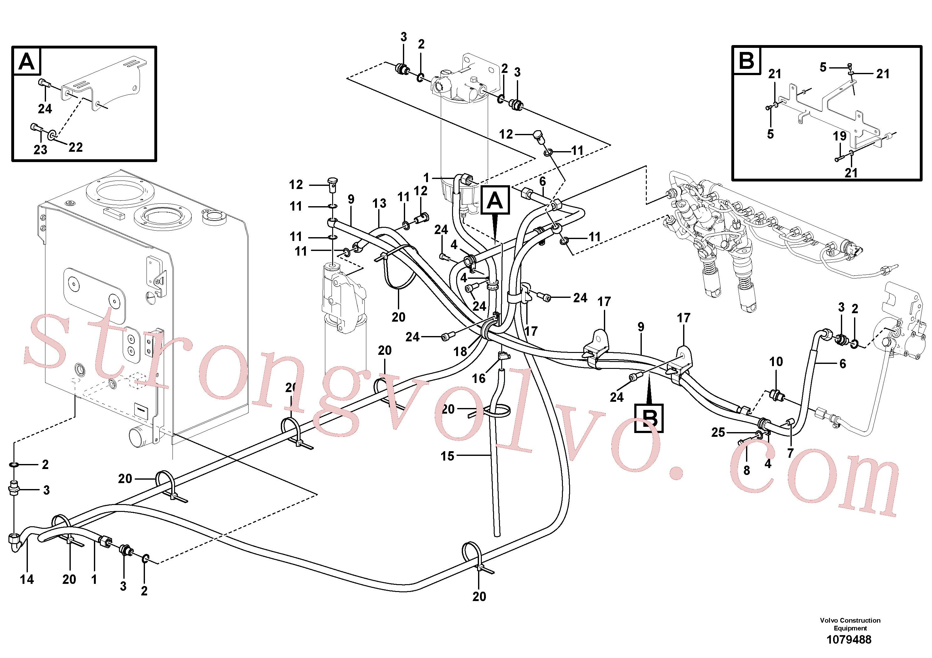 VOE993113 Volvo Tubo de combustível - depósito de combustível(1079488 Montagem)
