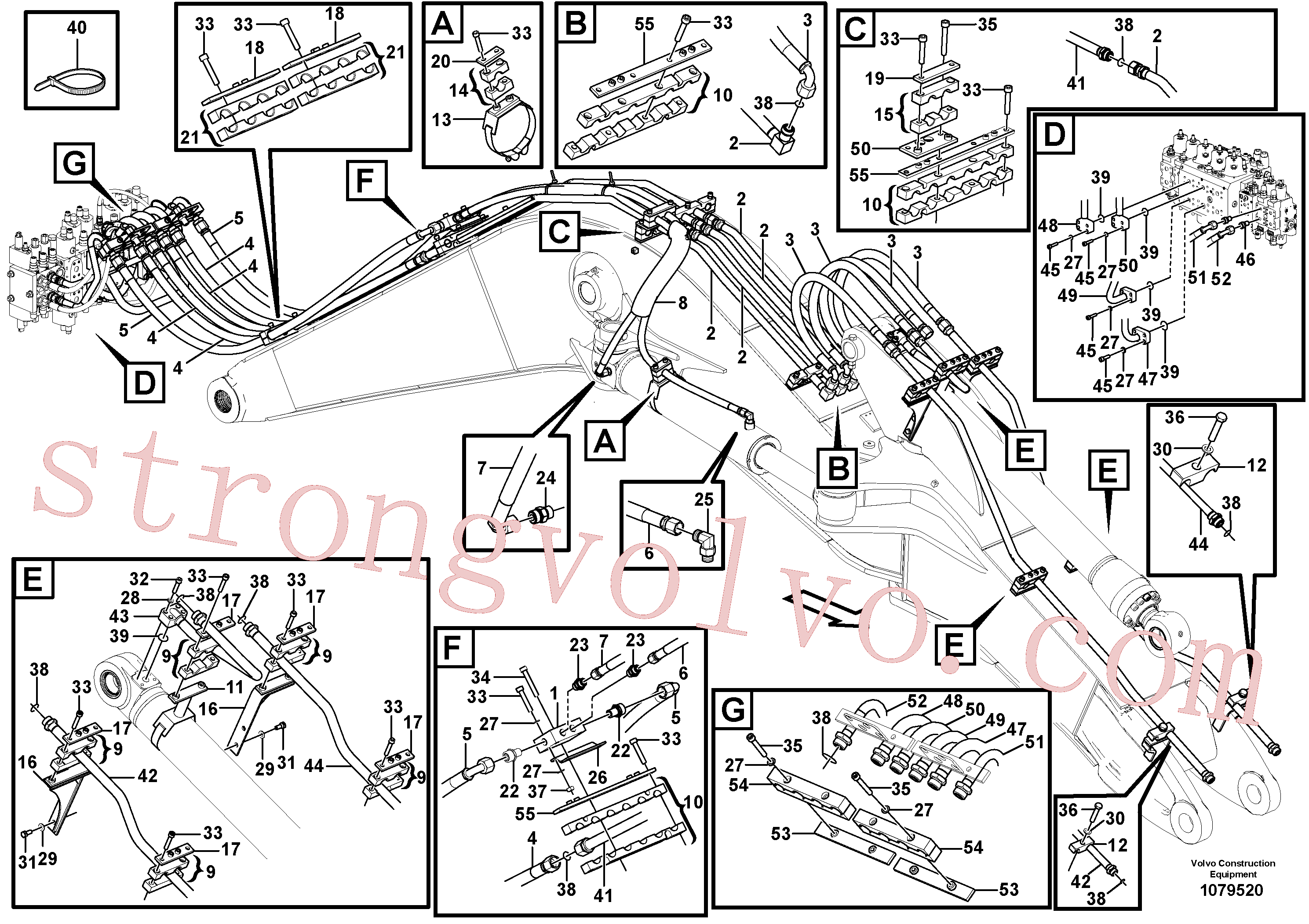 VOE14379244 Volvo Hidráulica de serviço, cilindro do braço de afundamento na lança.(1079520 Montagem)
