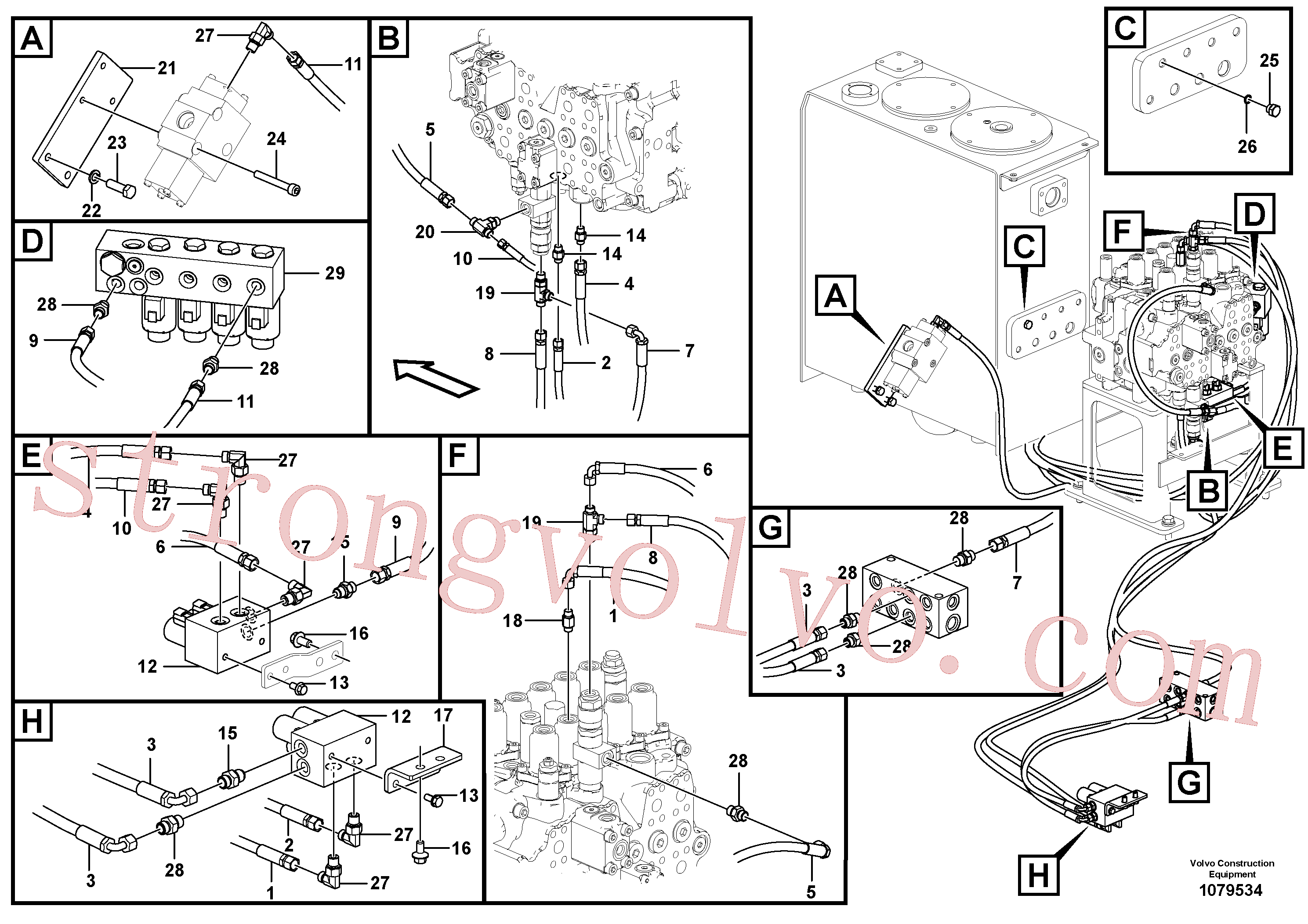 VOE937328 Volvo Sistema servomotor, martelo e corte(1079534 Montagem)