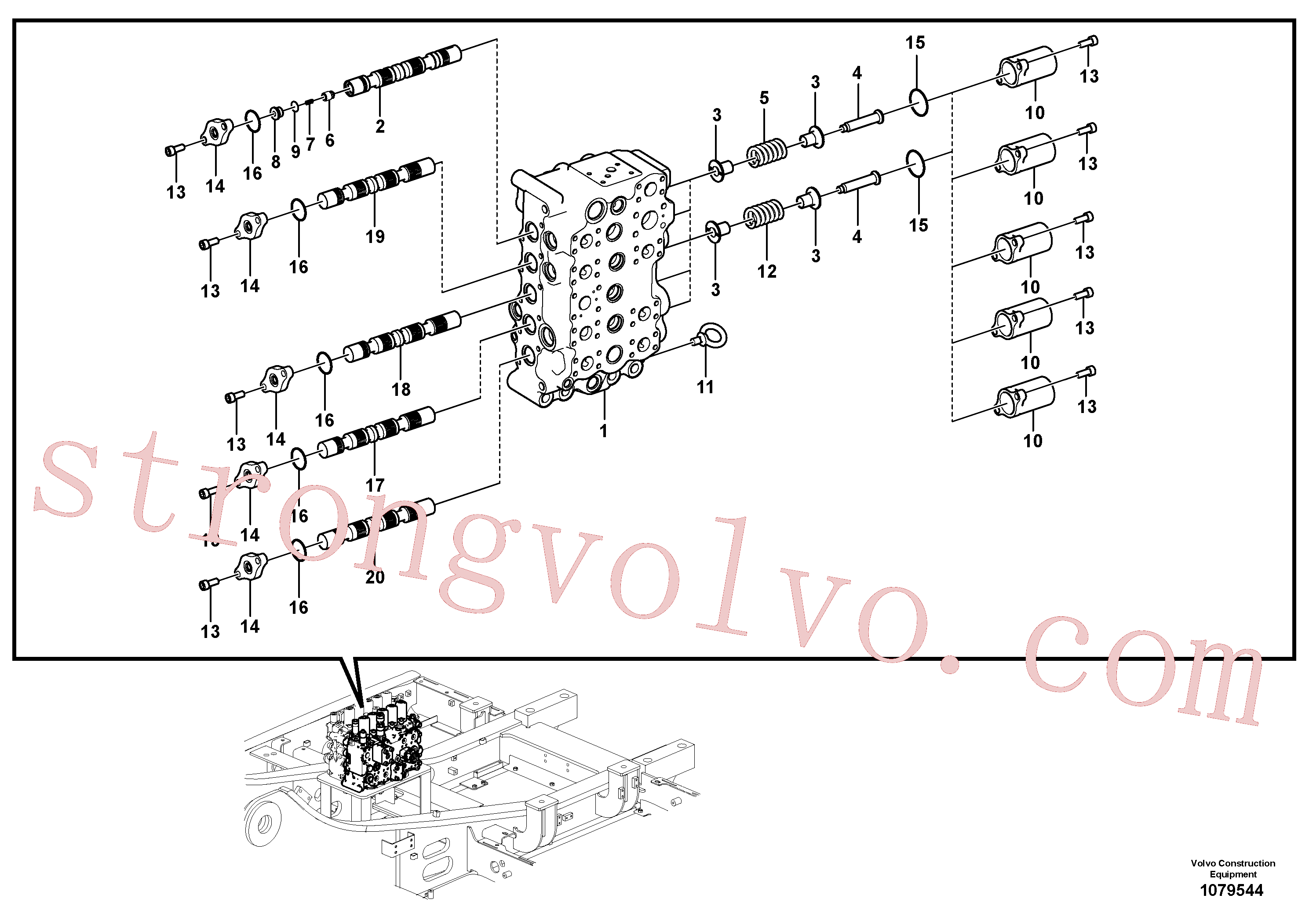 VOE14699614 Volvo Válvula mestra de comando(1079544 Montagem)