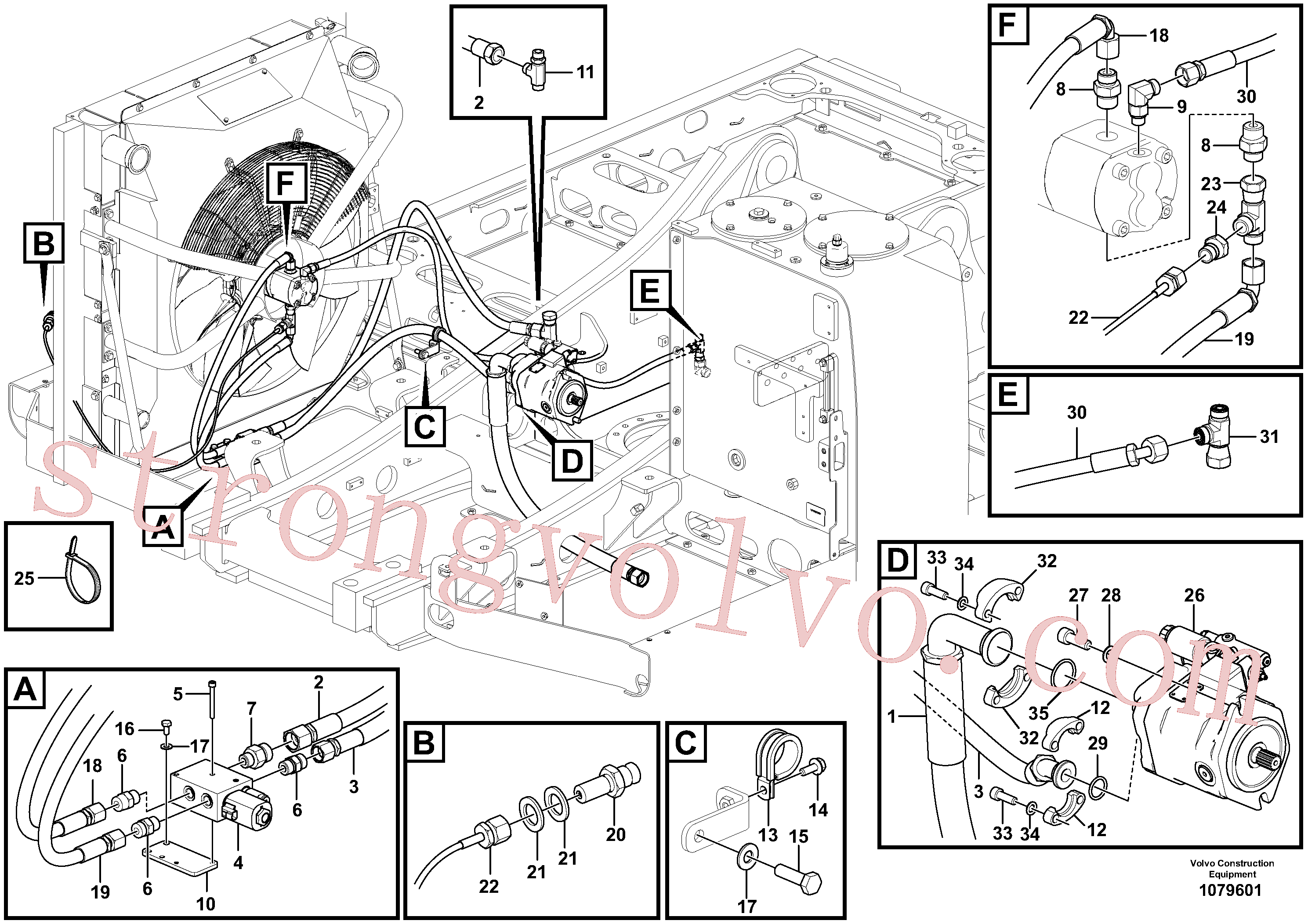 VOE936942 Volvo Sistema hidráulico, sistema refrigerante do óleo(1079601 Montagem)