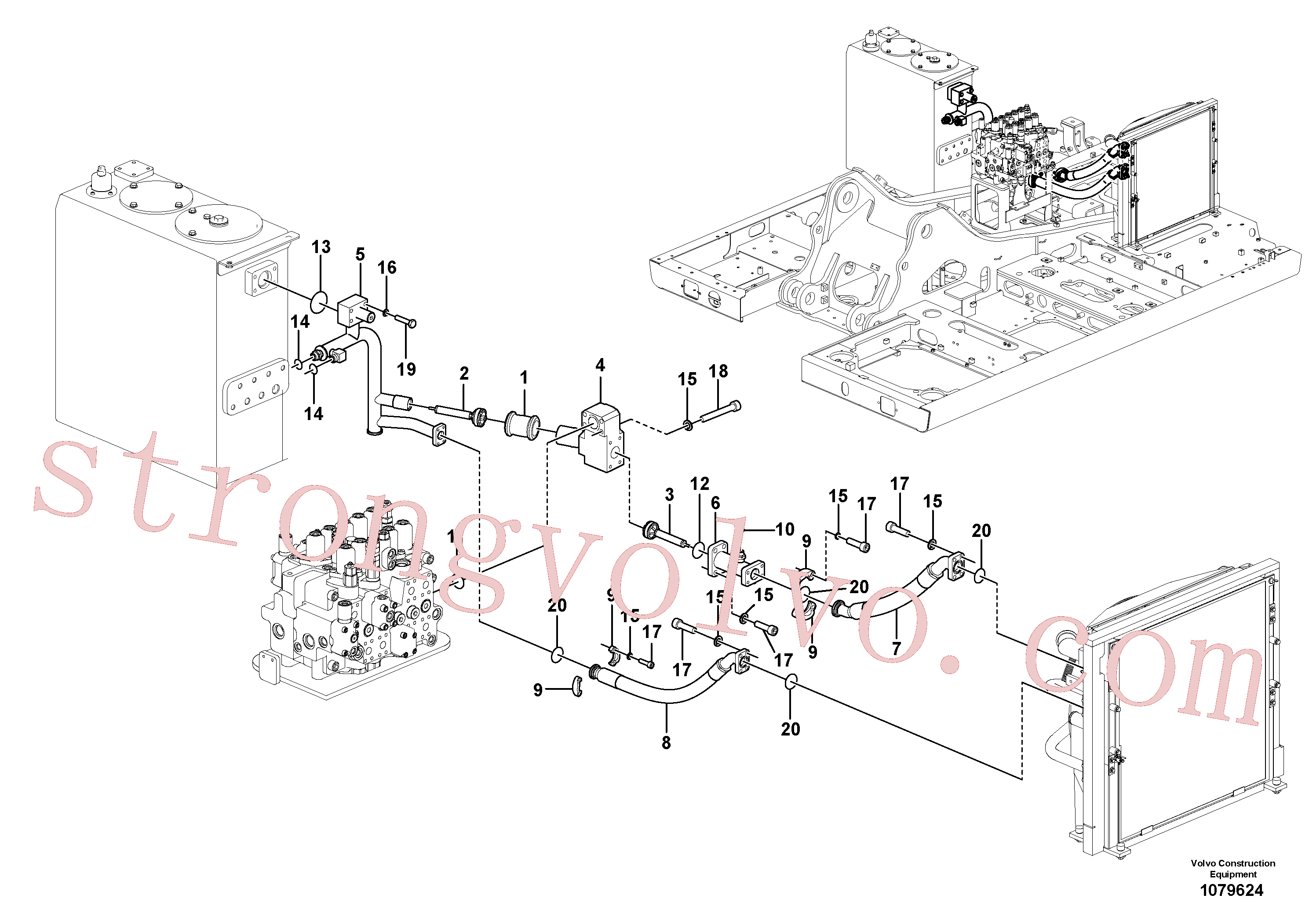 VOE14629831 Volvo Sistema hidráulico, tanque hidráulico para o refrigerador de óleo hidráulico(1079624 Montagem)