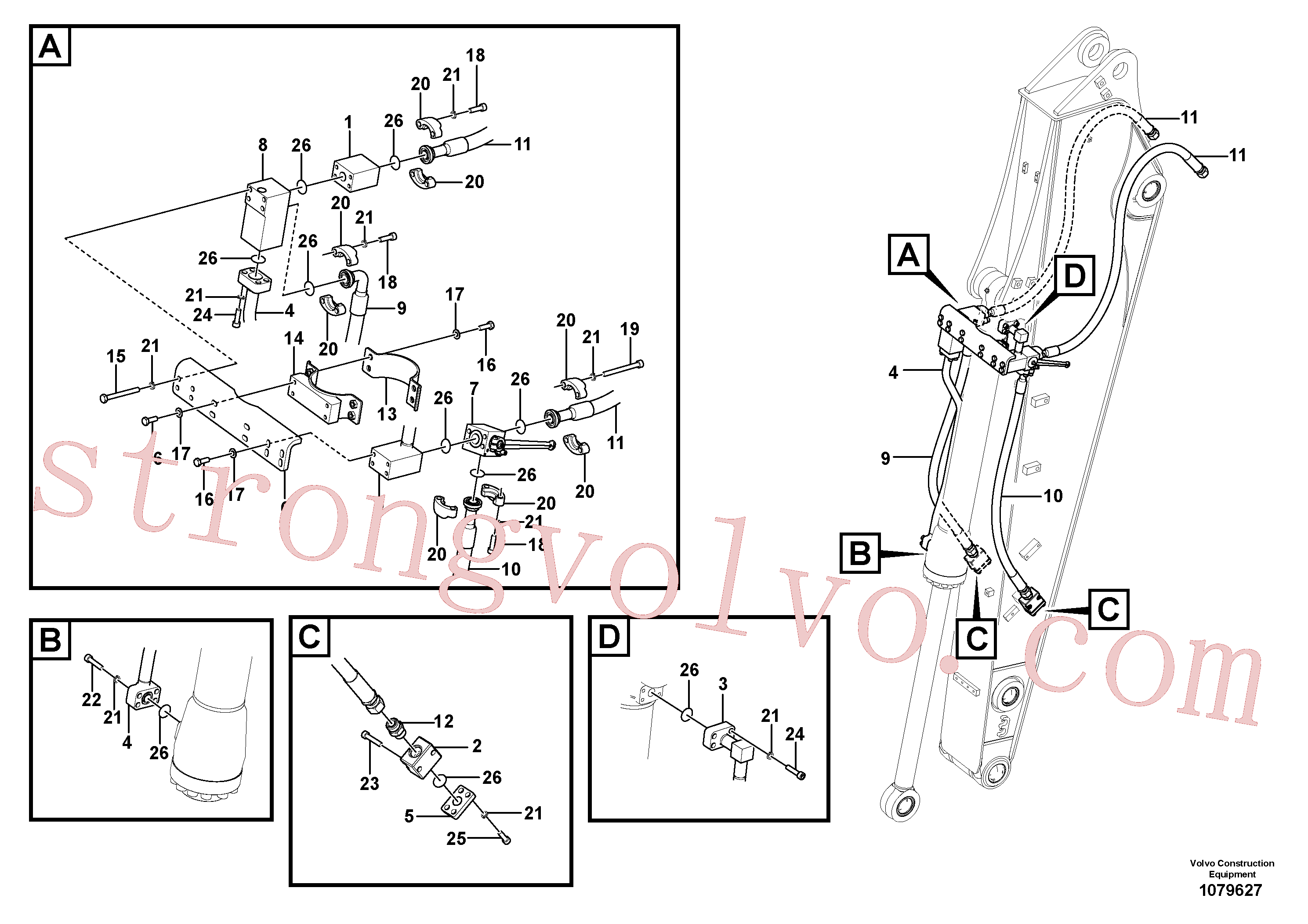 VOE14563121 Volvo Hidráulica de serviços, balde articulado(1079627 Montagem)