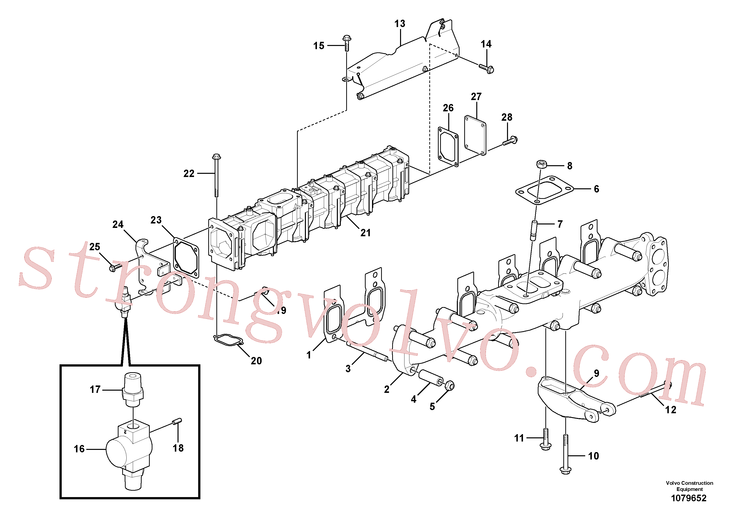 VOE994386 Volvo Colector de admissão e colector de escape(1079652 Montagem)