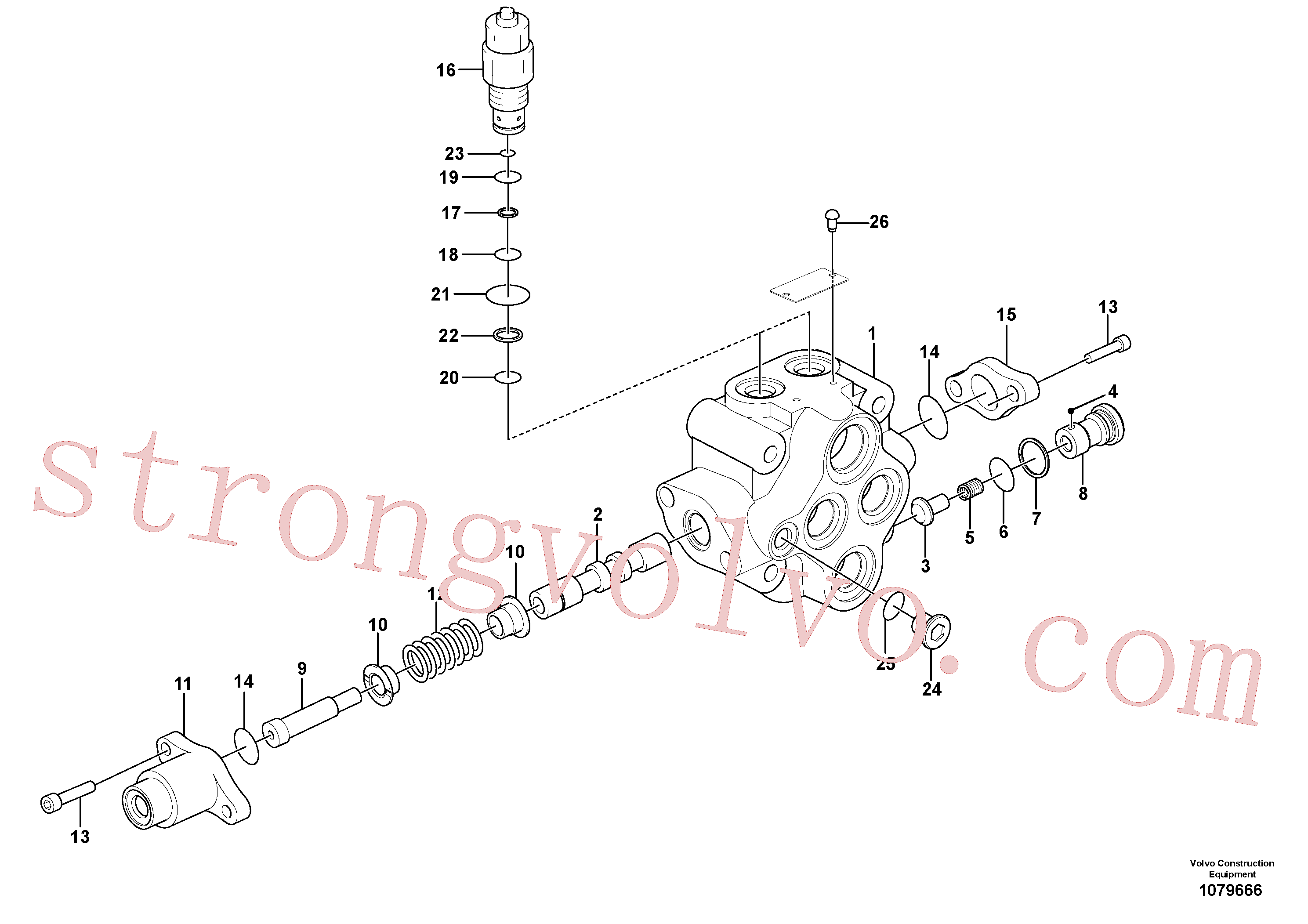 SA9511-12016 Volvo Hidráulica de serviço, válvula de comando da lâmina de terraplanagem(1079666 Montagem)