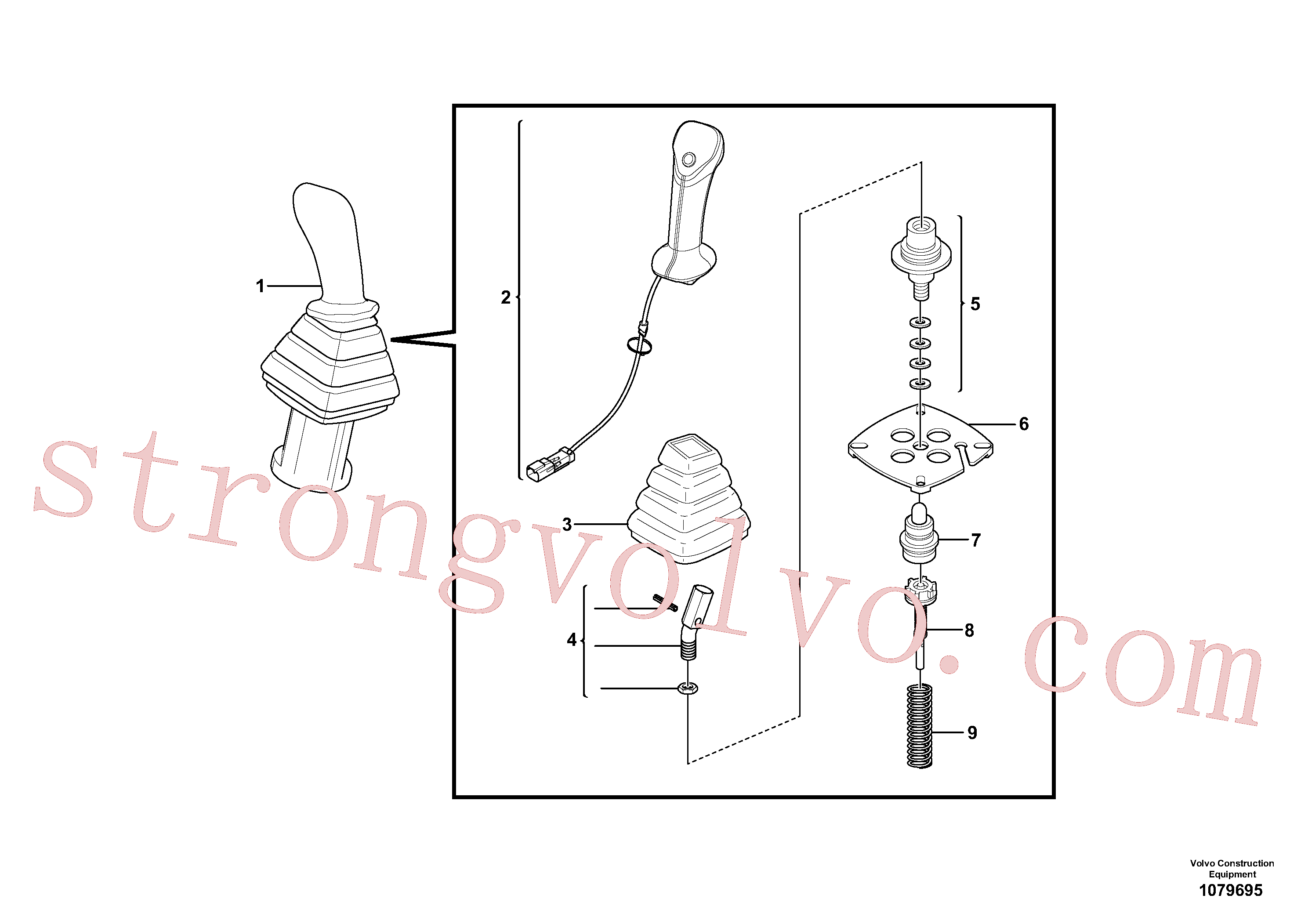 VOE14524918 Volvo Alavanca de comando: braço de afundamento / rotativo (esquerda)(1079695 Montagem)