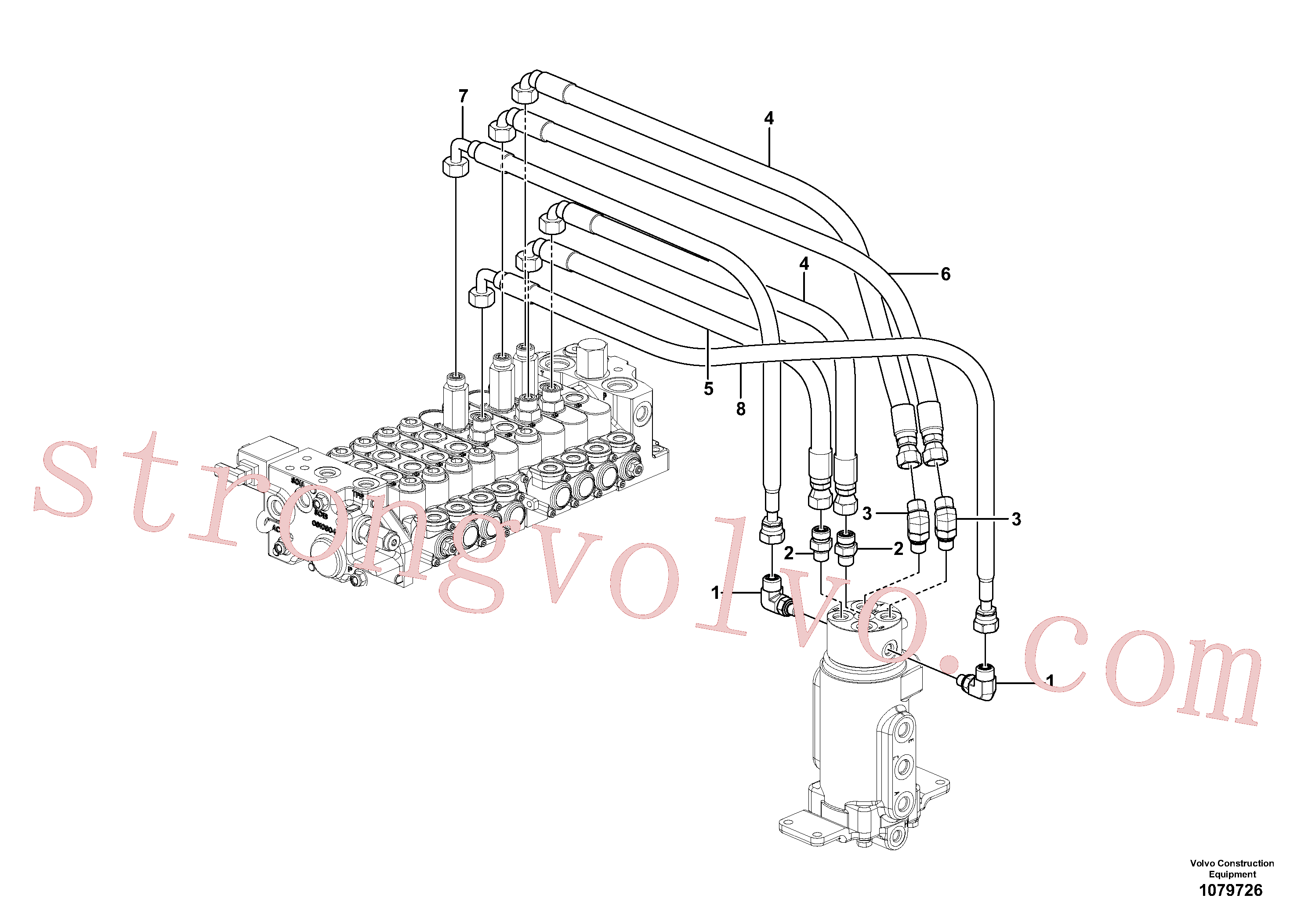 VOE15042439 Volvo Linha da rótula, válvula de comando à rótula(1079726 Montagem)