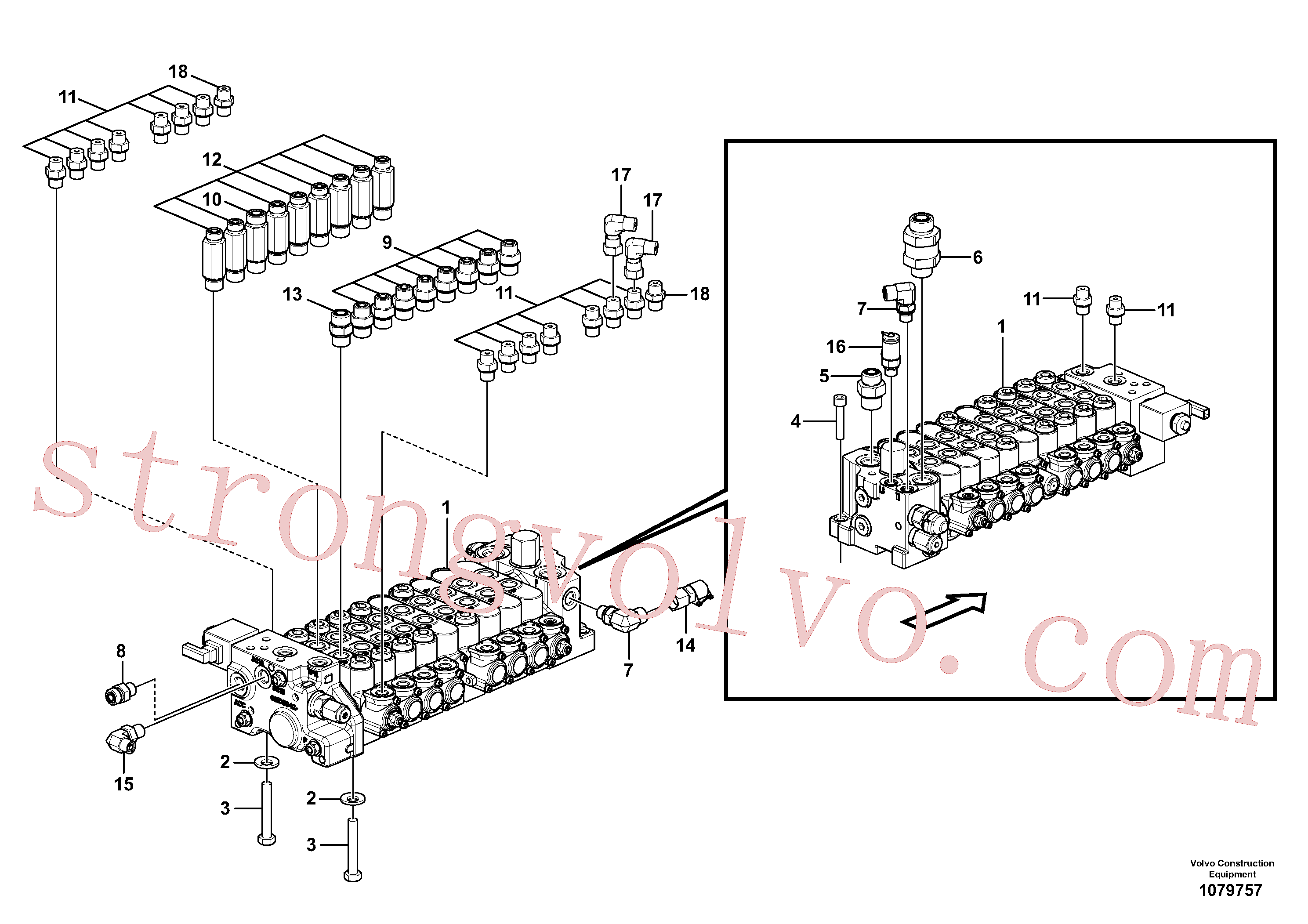 VOE16262014 Volvo Válvula de comando com acessórios.(1079757 Montagem)
