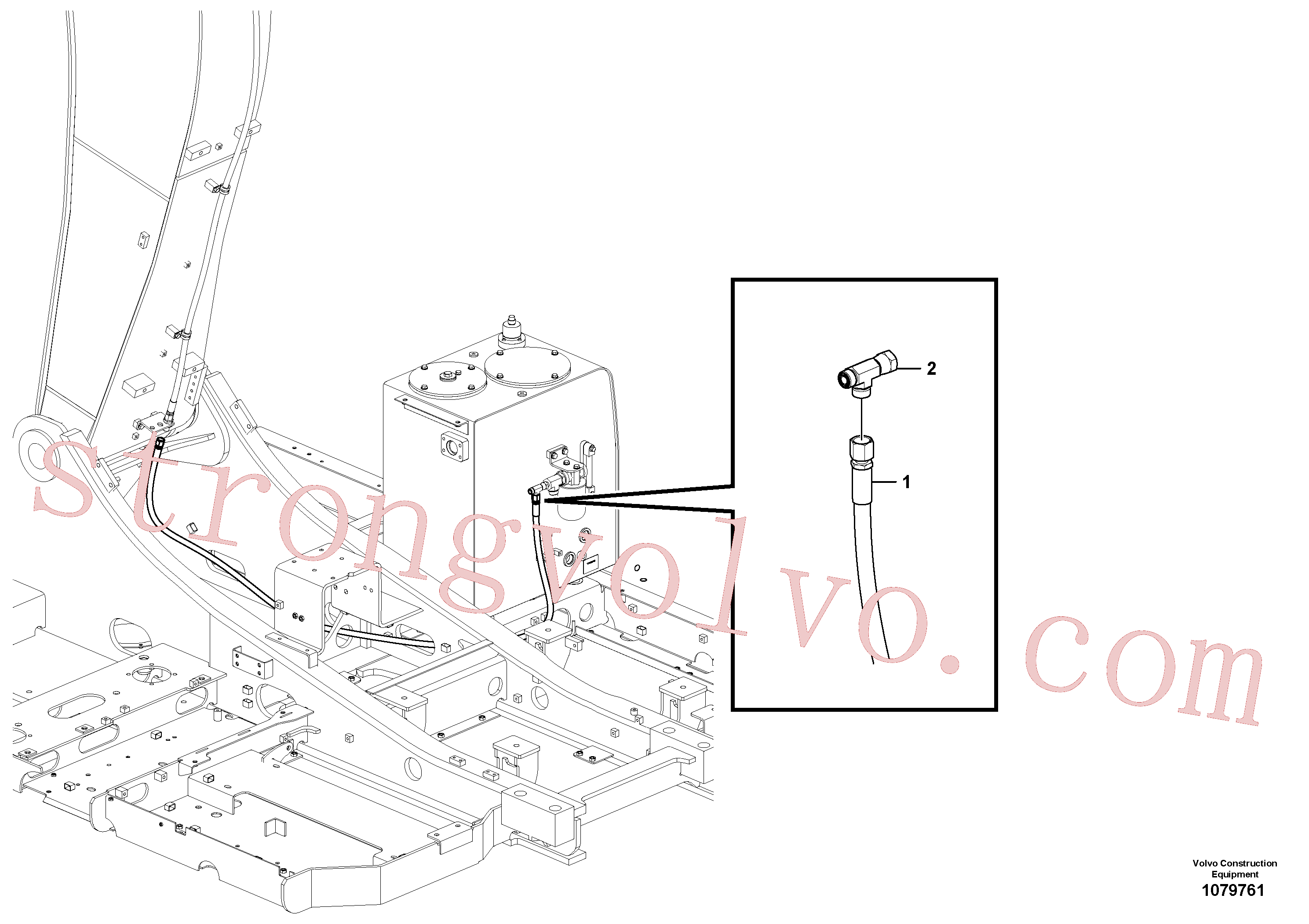 VOE15005677 Volvo Hidráulica de serviço, fuga de óleo na estrutura superior(1079761 Montagem)