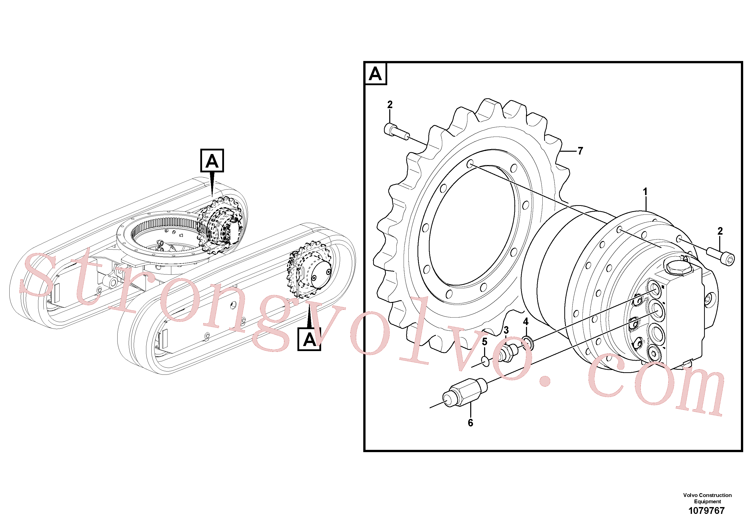 VOE15615702 Volvo Motor de curso com peças de montagem(1079767 Montagem)