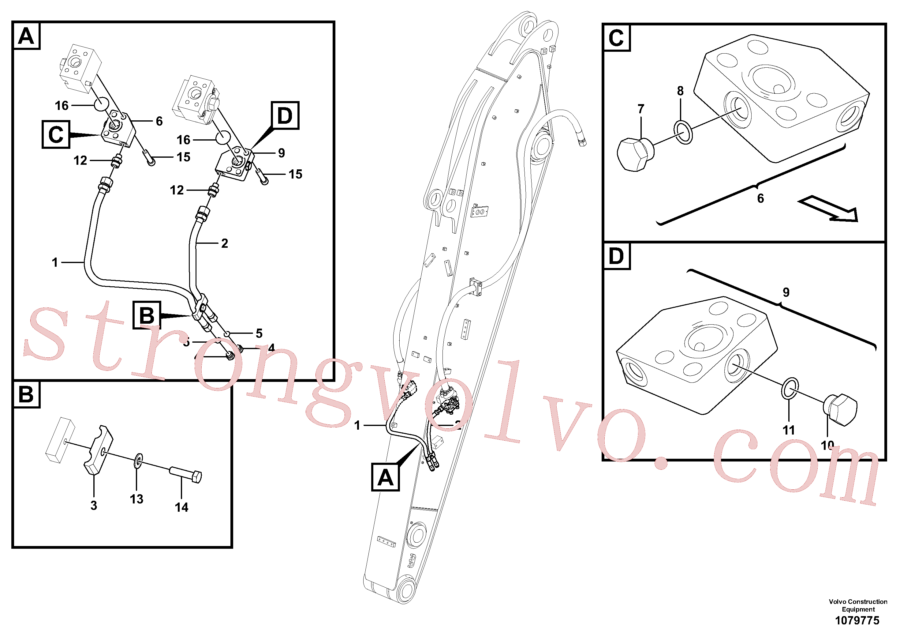 VOE14535582 Volvo Hidráulica de serviço, inclinação e rotor no braço de afundamento(1079775 Montagem)