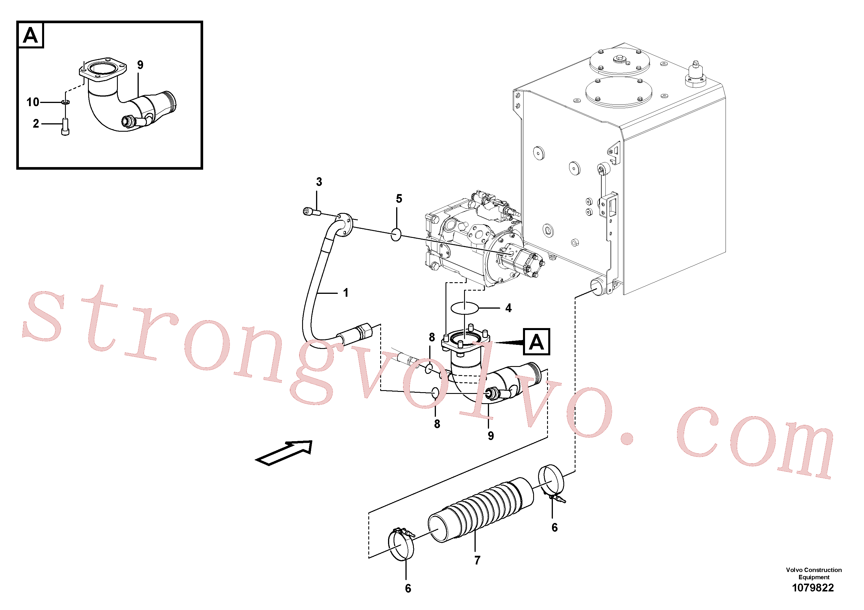 VOE981607 Volvo Sistema hidráulico, tanque hidráulico para a bomba hidráulica(1079822 Montagem)