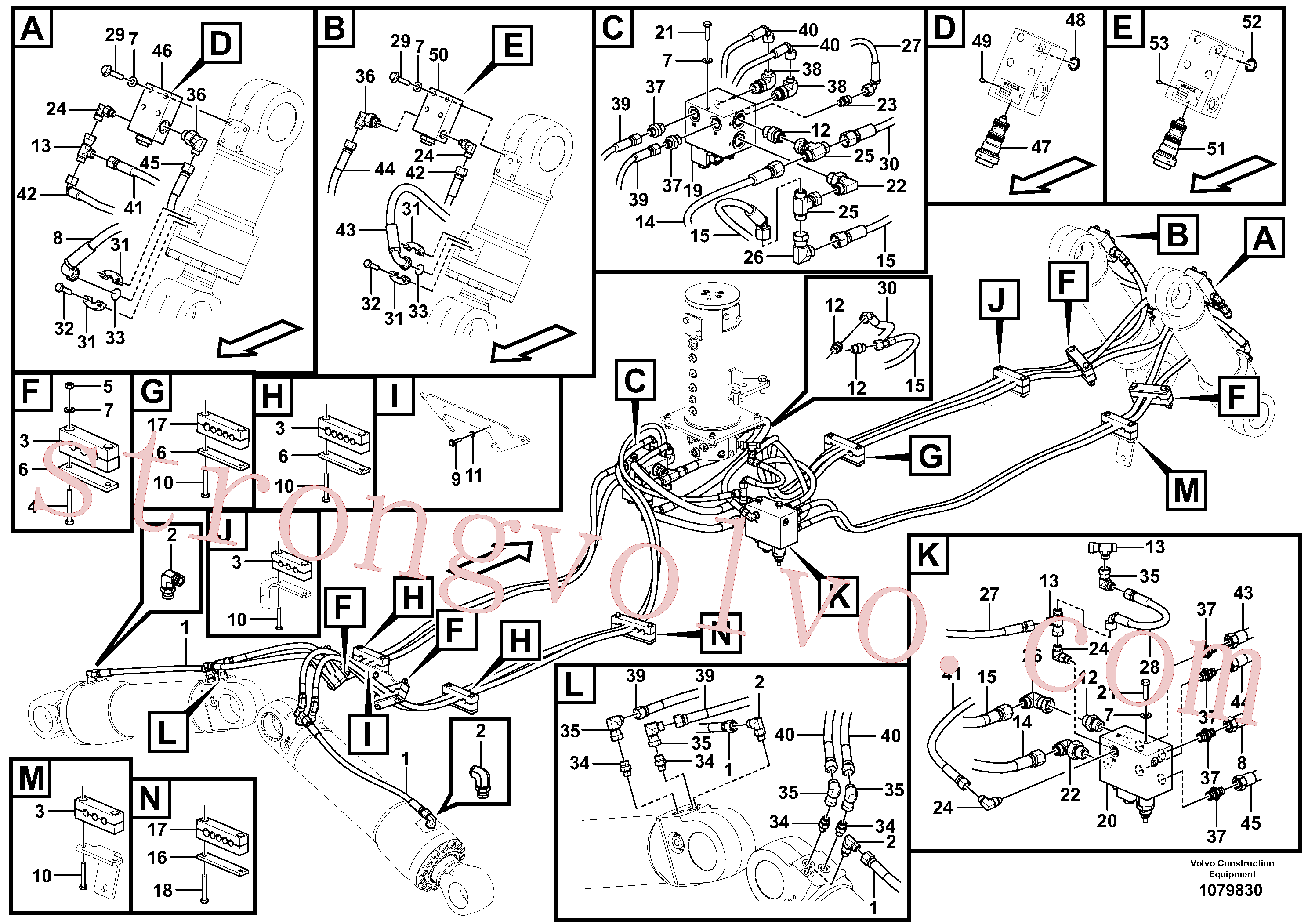 VOE937101 Volvo Hidráulica de serviço, lâmina de terraplanagem dianteira e extensor traseiro(1079830 Montagem)