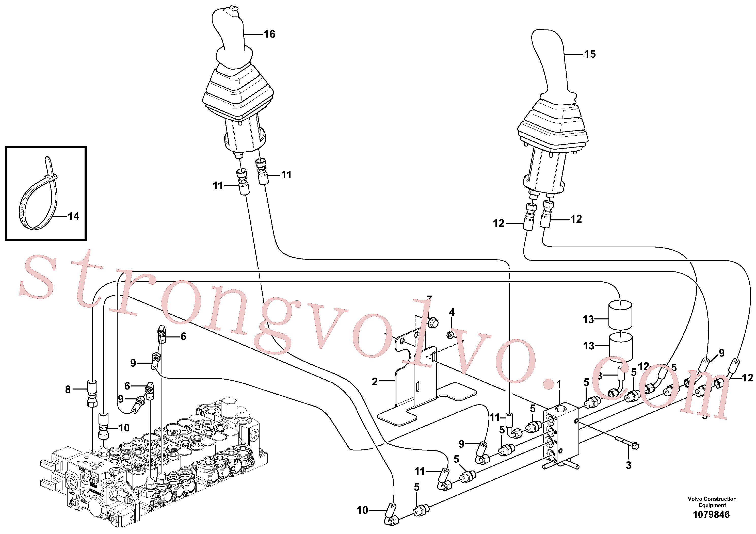 VOE13933858 Volvo Sistema servomotor, válvula de comando para válvula de comando à distância(1079846 Montagem)