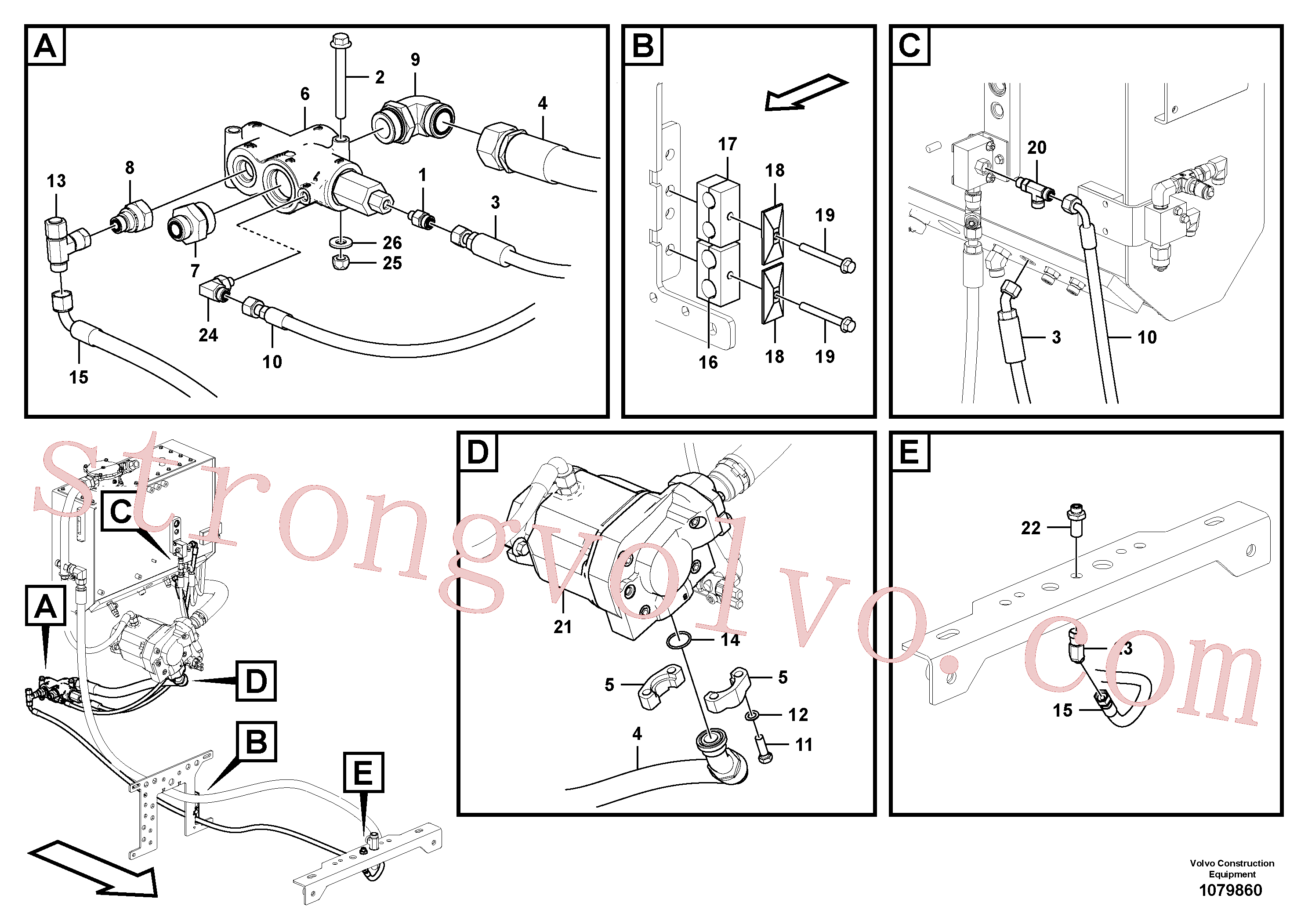 VOE12748894 Volvo Válvula de prioridade e tubagem(1079860 Montagem)