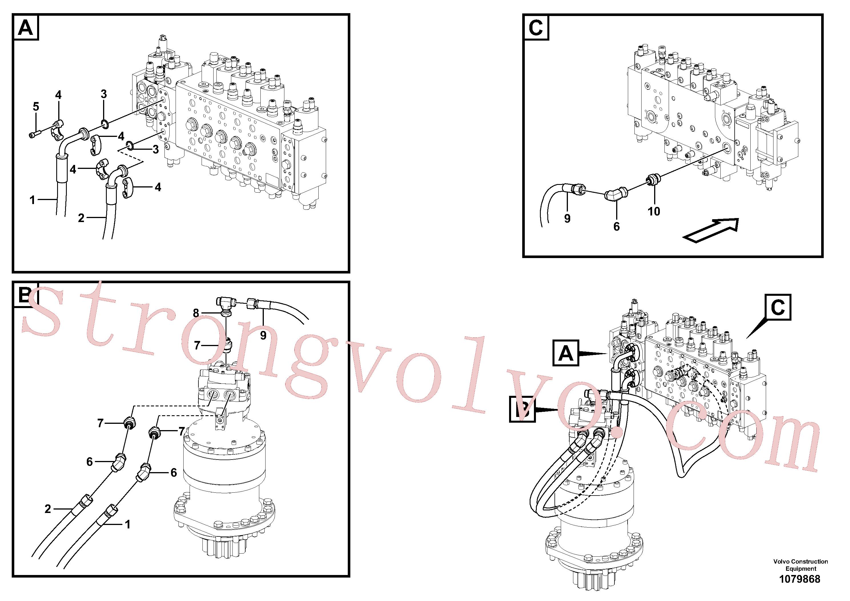 VOE997860 Volvo Sistema hidráulico, válvula de comando da lança e articulação(1079868 Montagem)