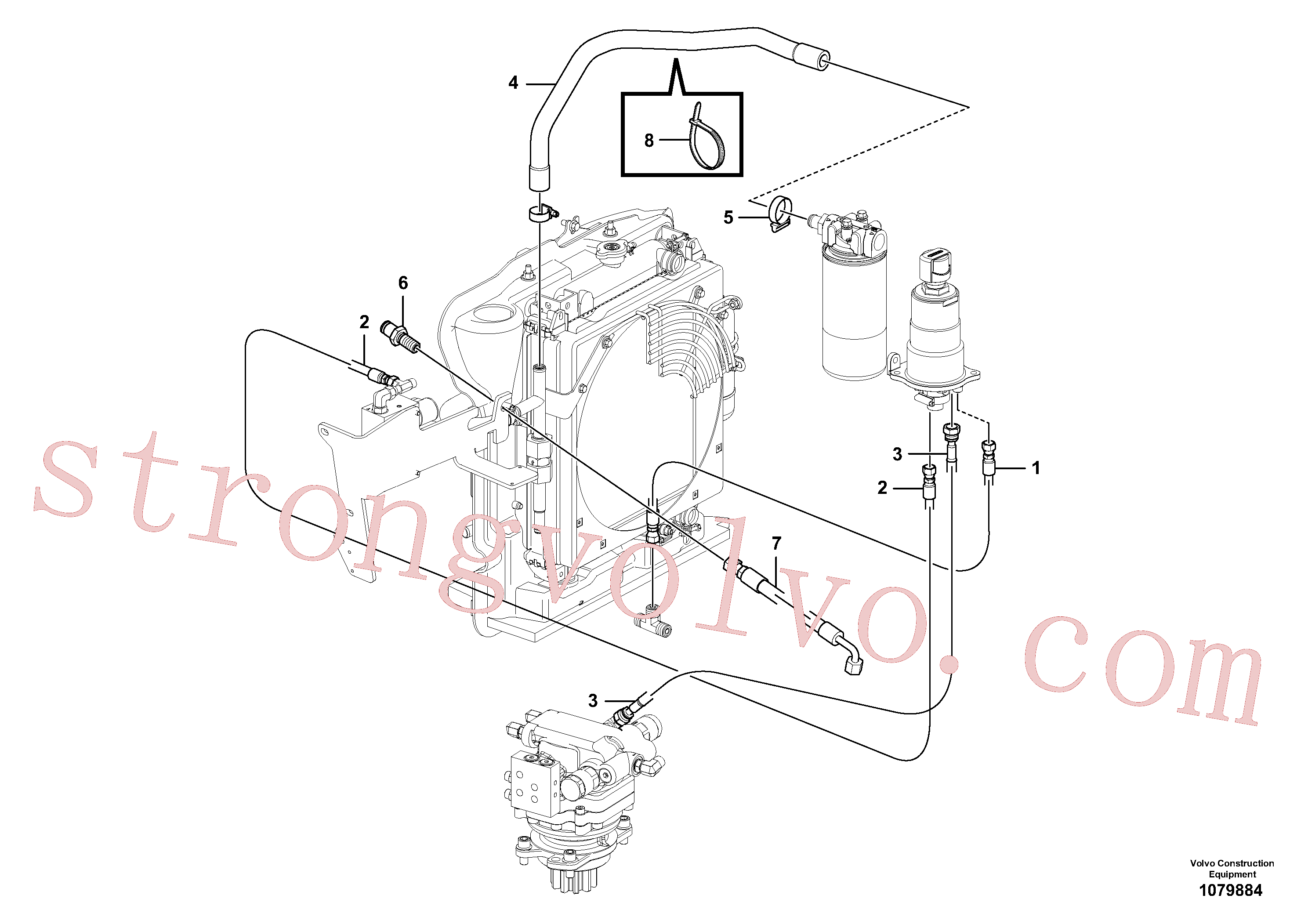 VOE15621808 Volvo Sistema hidráulico, sistema refrigerante do óleo(1079884 Montagem)