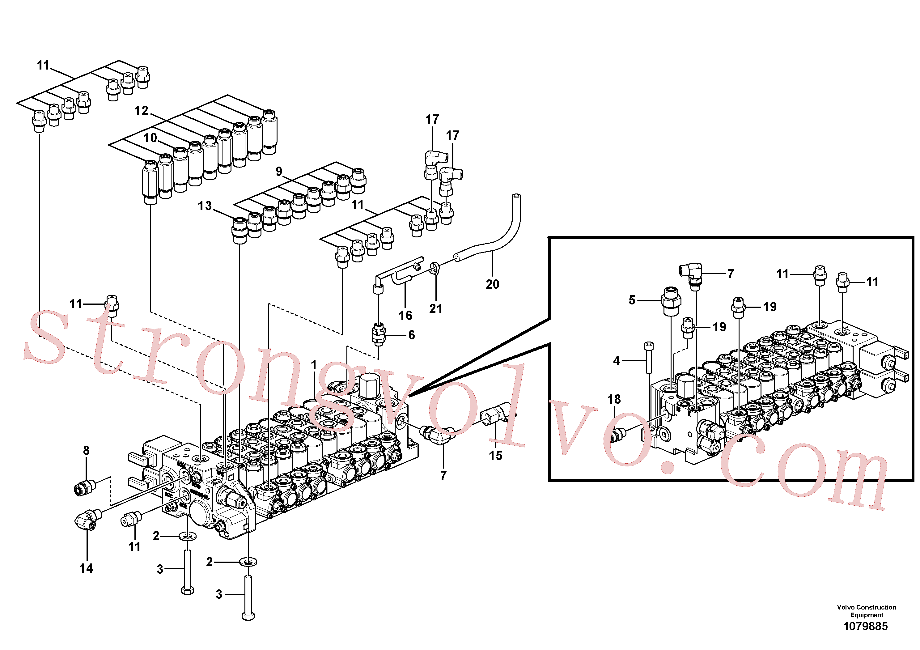 VOE15651171 Volvo Válvula de comando com acessórios.(1079885 Montagem)