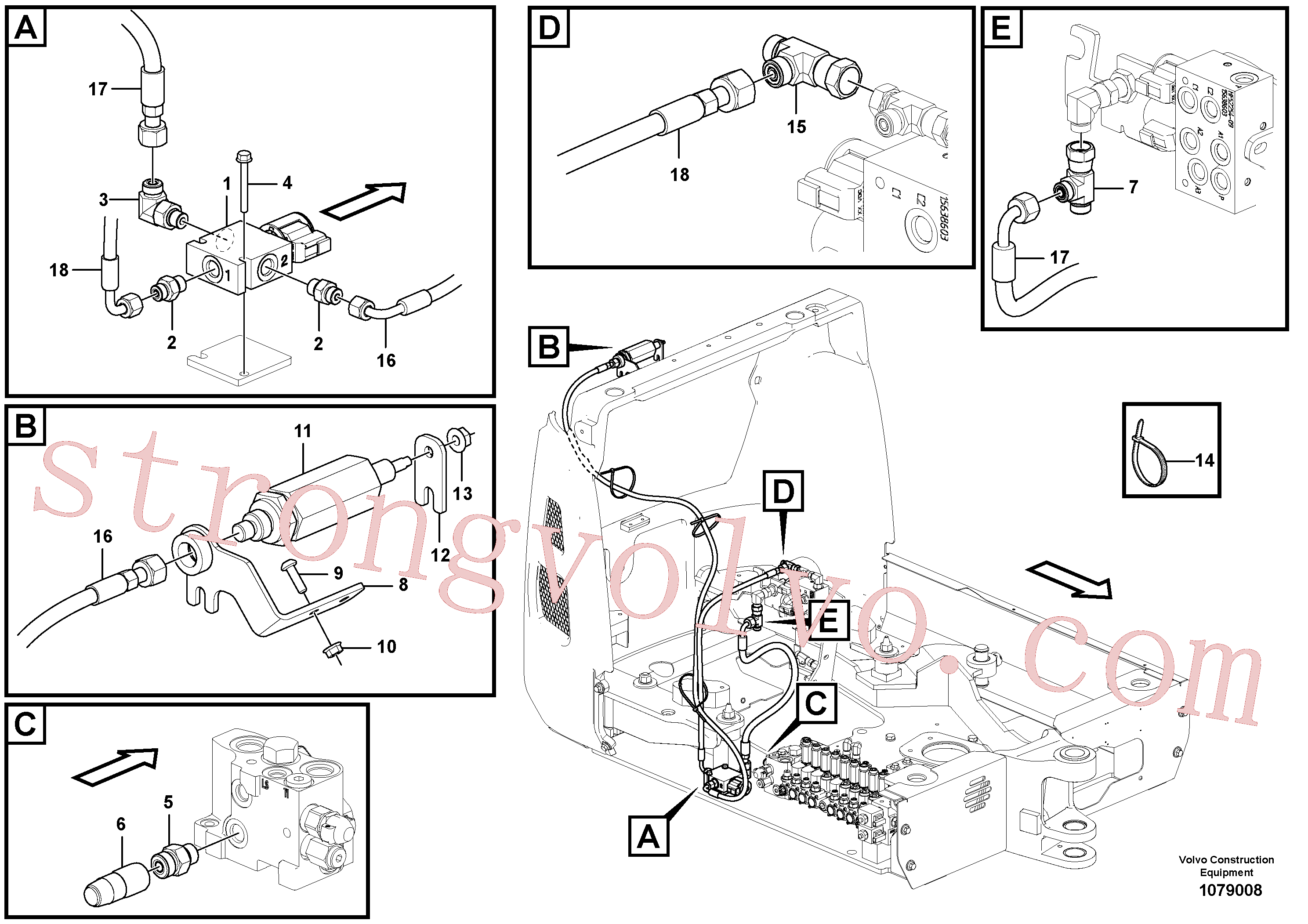 VOE15800970 Volvo Circuito hidráulico (baixa pressão)(1079908 Montagem)