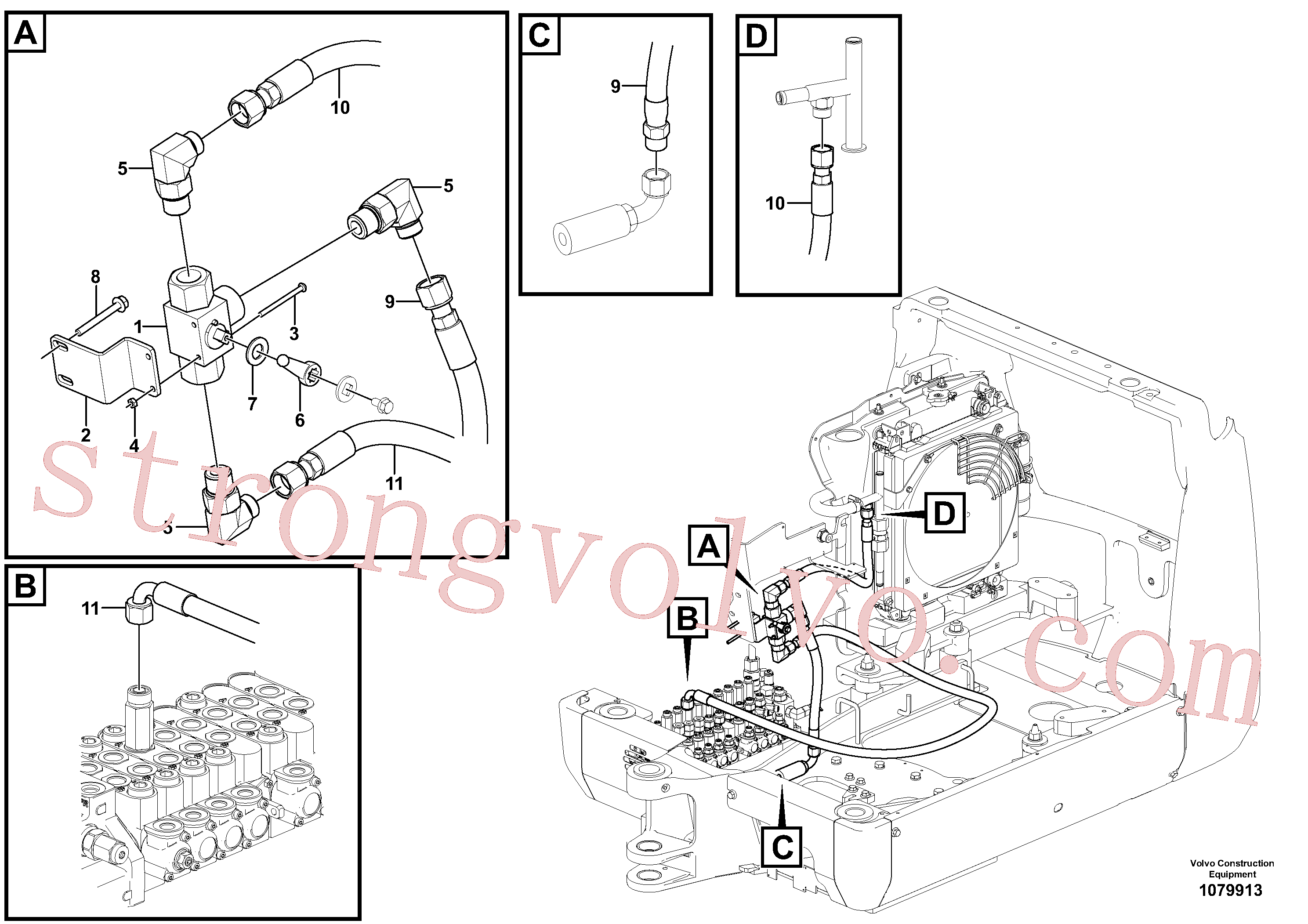 VOE936921 Volvo Circuito hidráulico (baixa pressão)(1079913 Montagem)