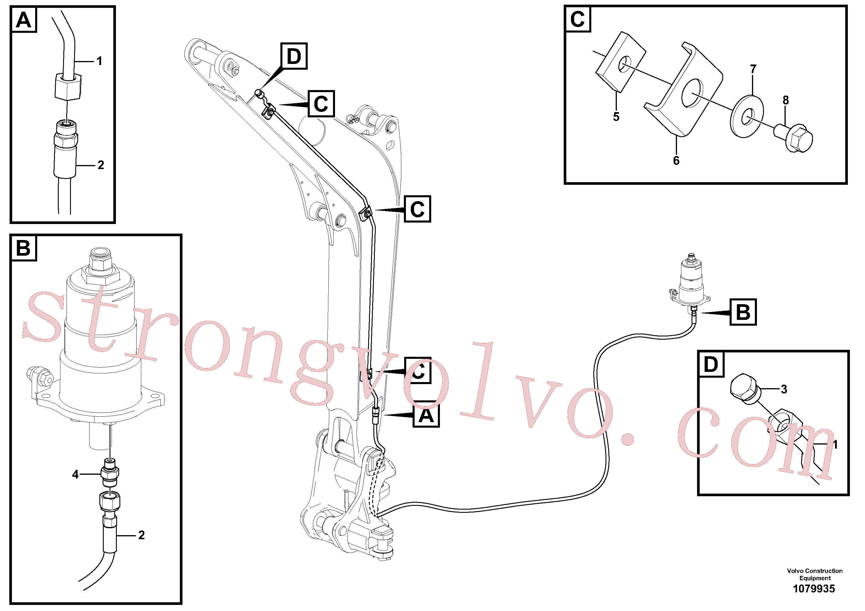 VOE11803668 Volvo Hidráulica de serviço, fuga de óleo na lança(1079935 Montagem)